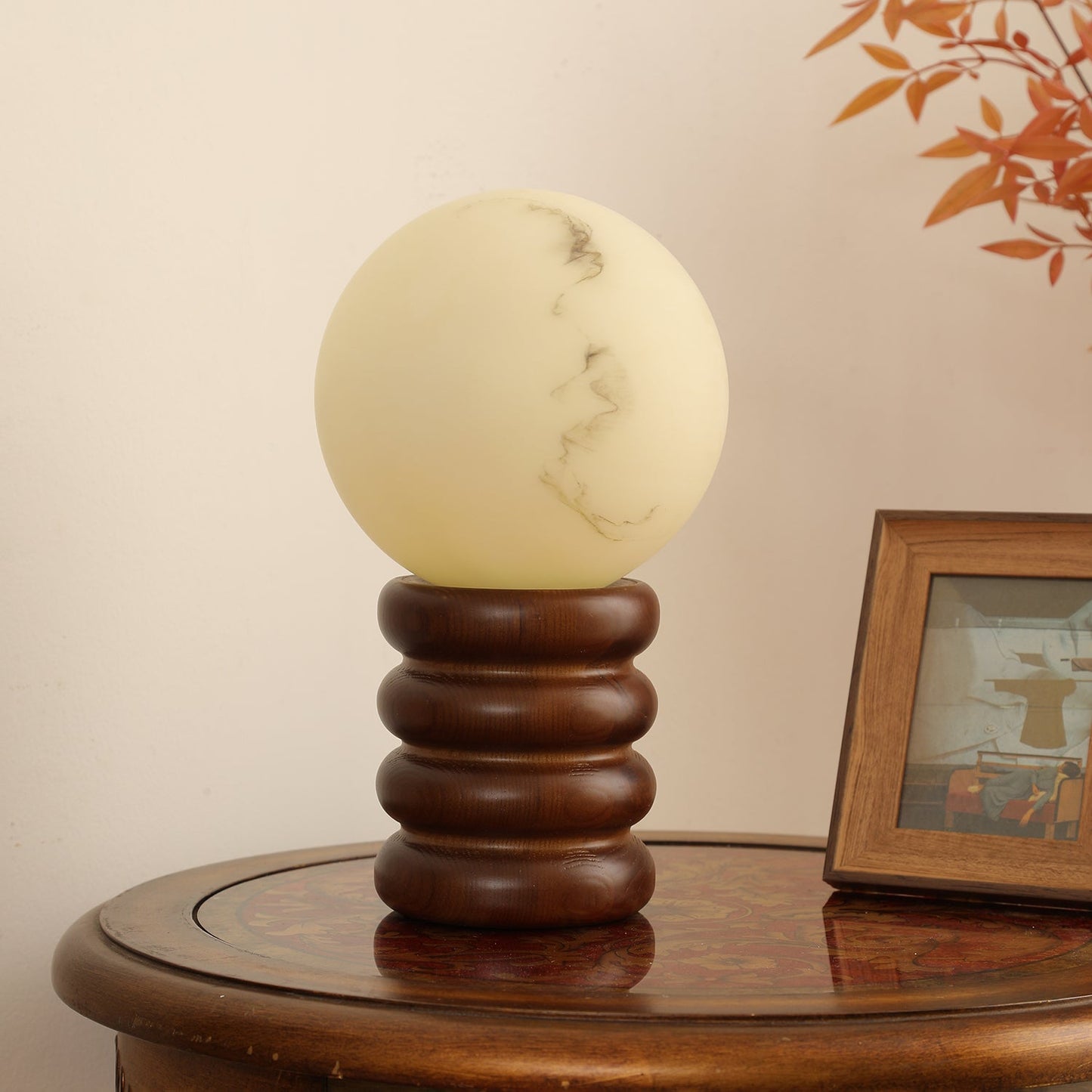 Marcus Table Lamp | Wood, Acrylic, Metal | Walnut Color