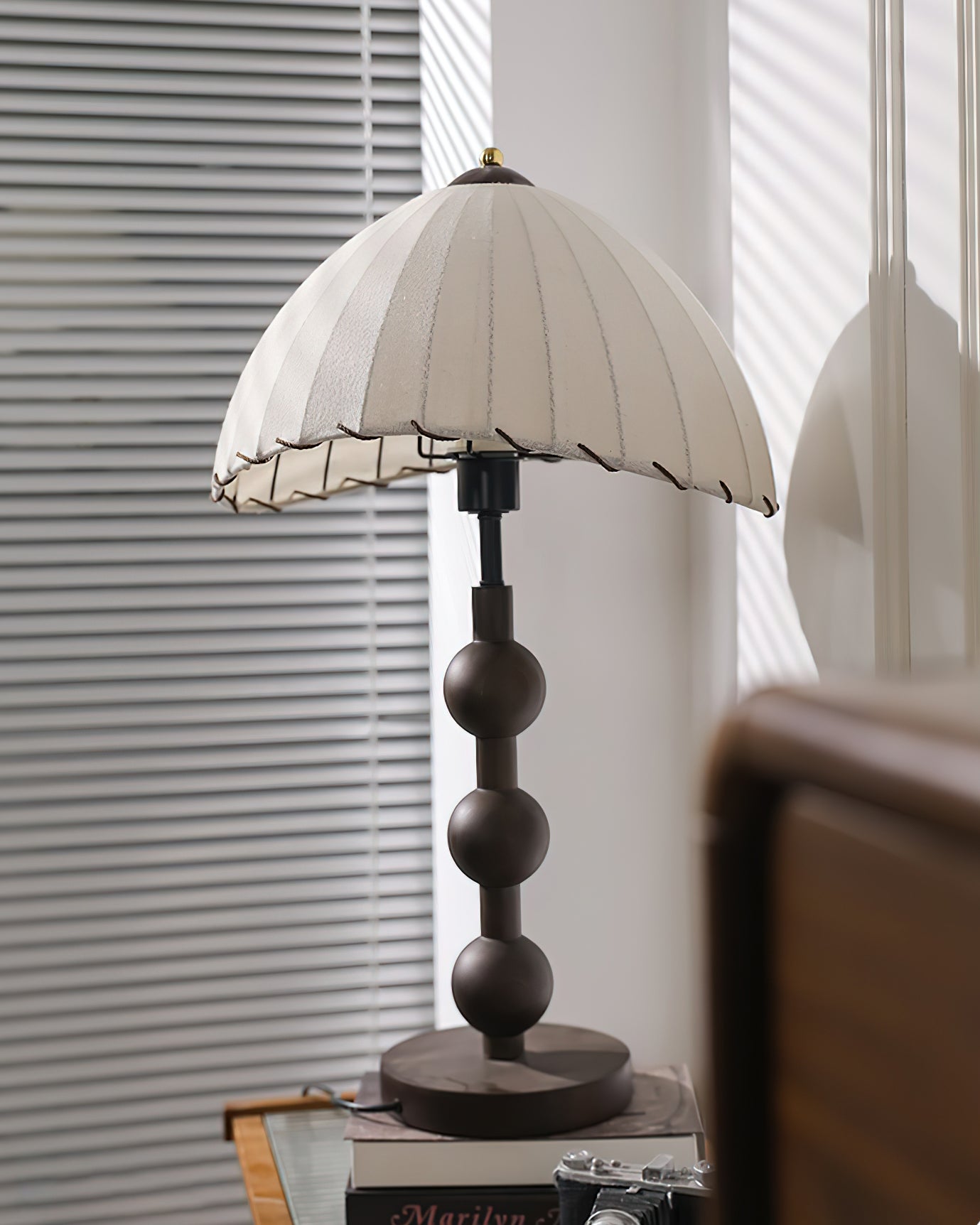 Maris Table Lamp | Wood & Fabric | Walnut & White