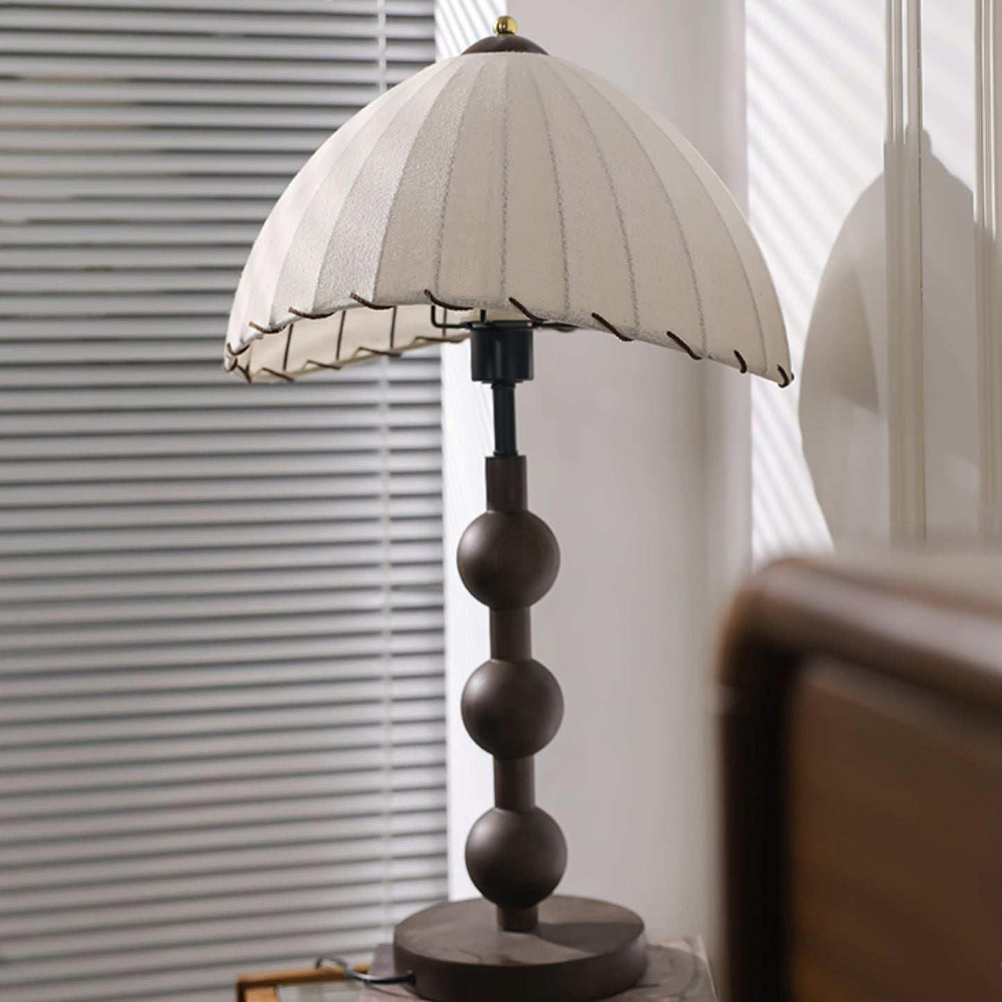 Maris Table Lamp | Wood & Fabric | Walnut & White