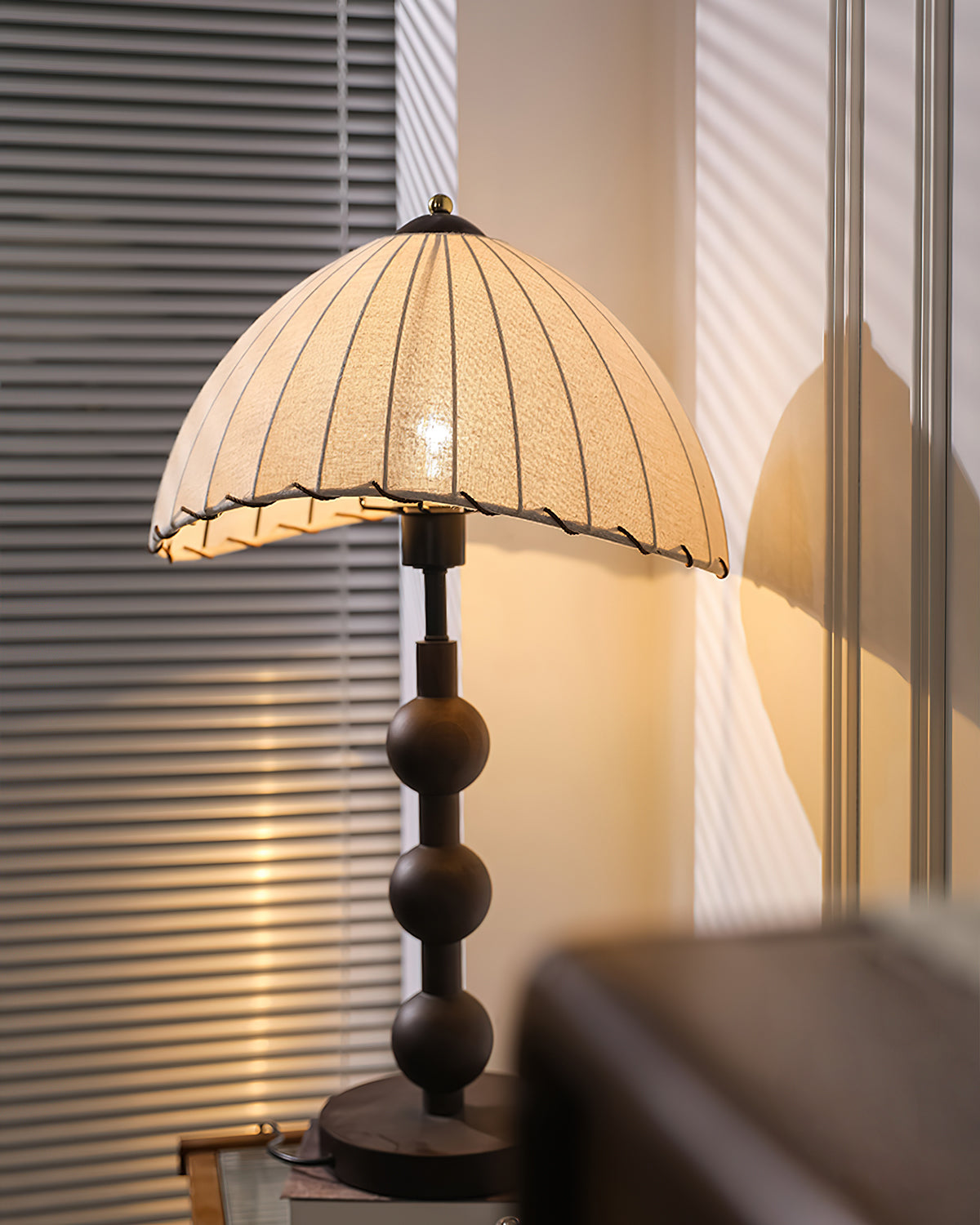 Maris Table Lamp | Wood & Fabric | Walnut & White