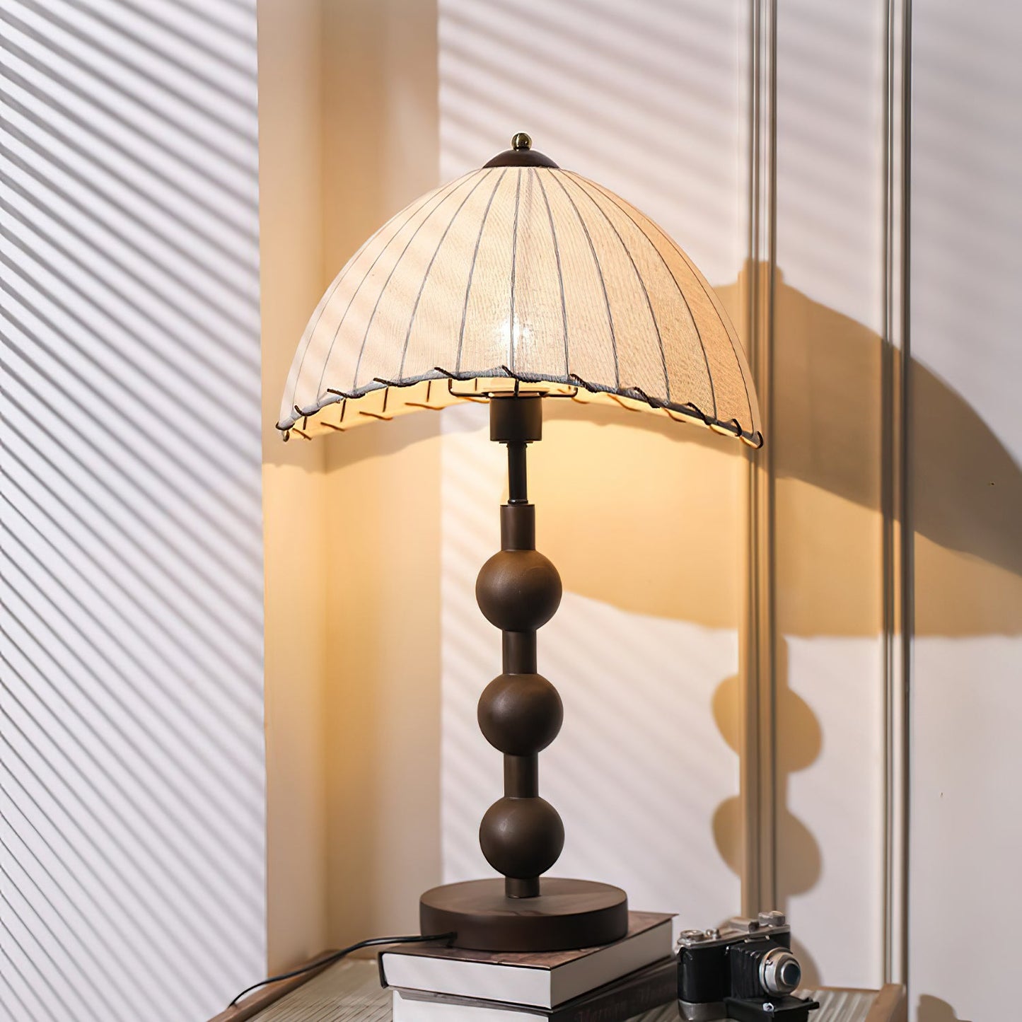 Maris Table Lamp | Wood & Fabric | Walnut & White