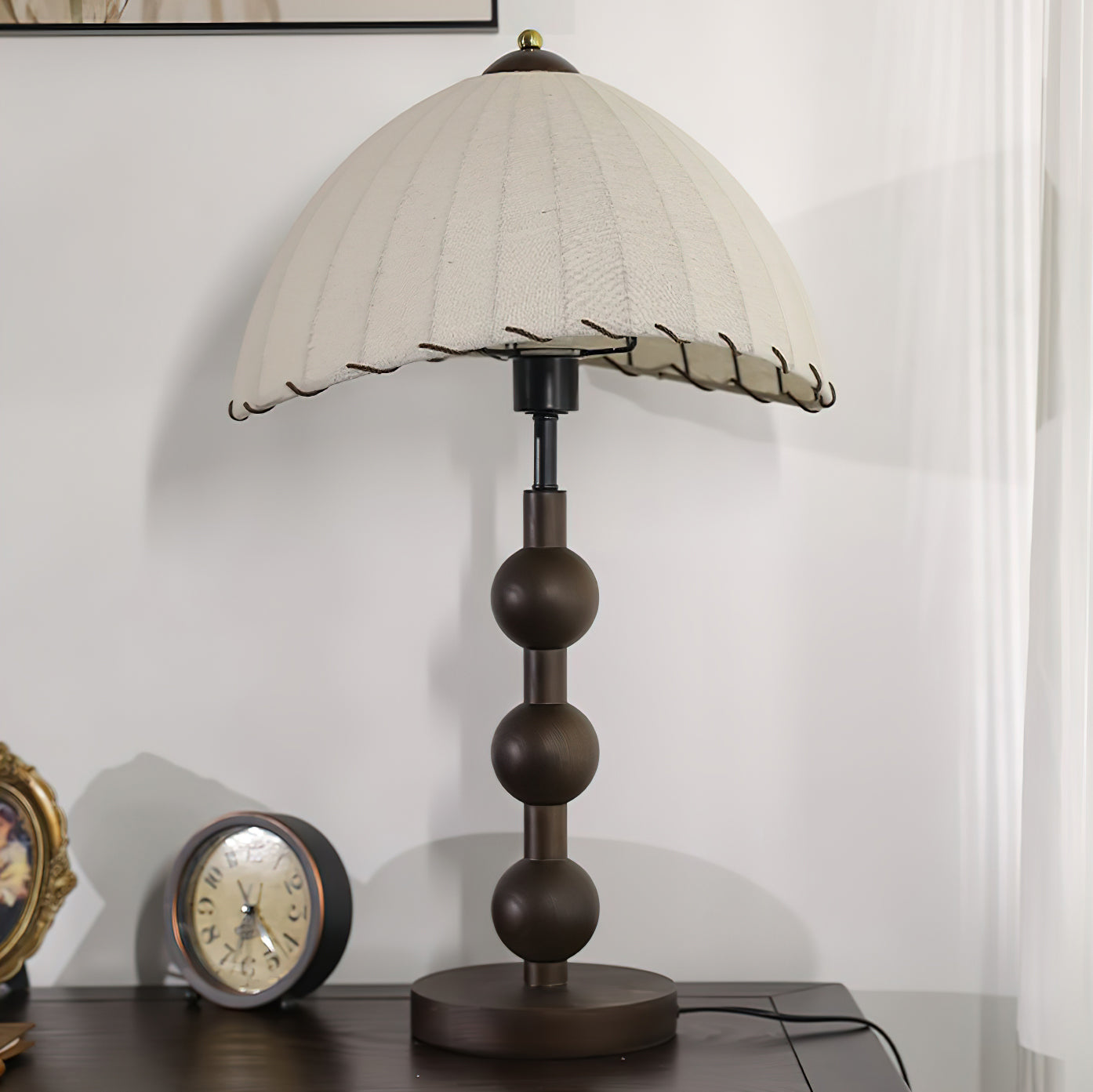Maris Table Lamp | Wood & Fabric | Walnut & White