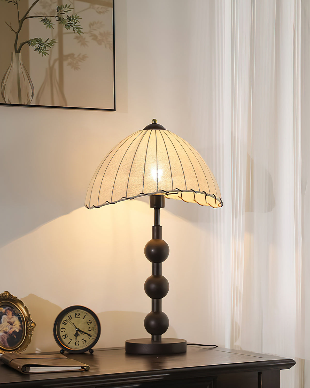 Maris Table Lamp | Wood & Fabric | Walnut & White