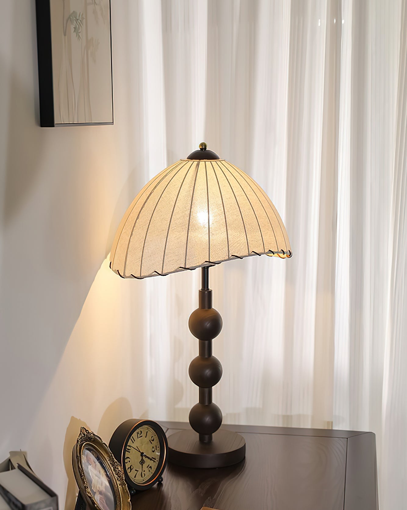 Maris Table Lamp | Wood & Fabric | Walnut & White
