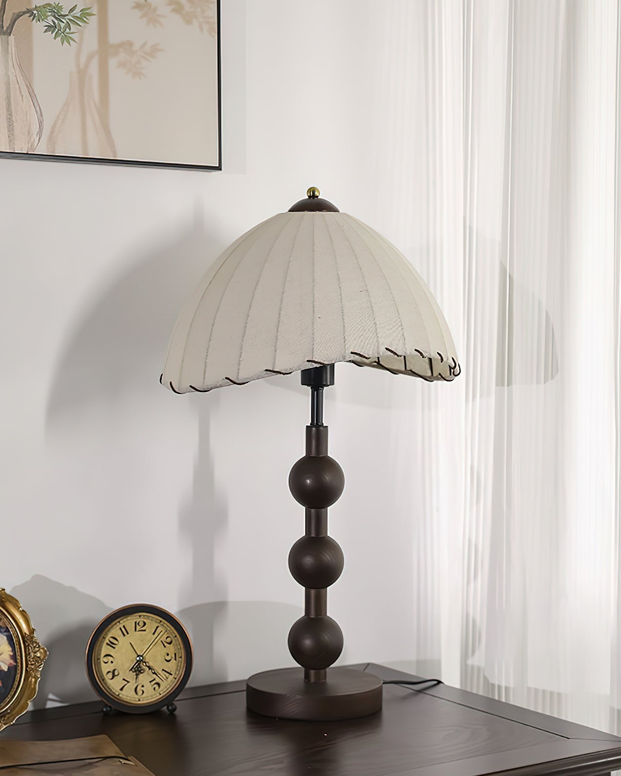 Maris Table Lamp | Wood & Fabric | Walnut & White