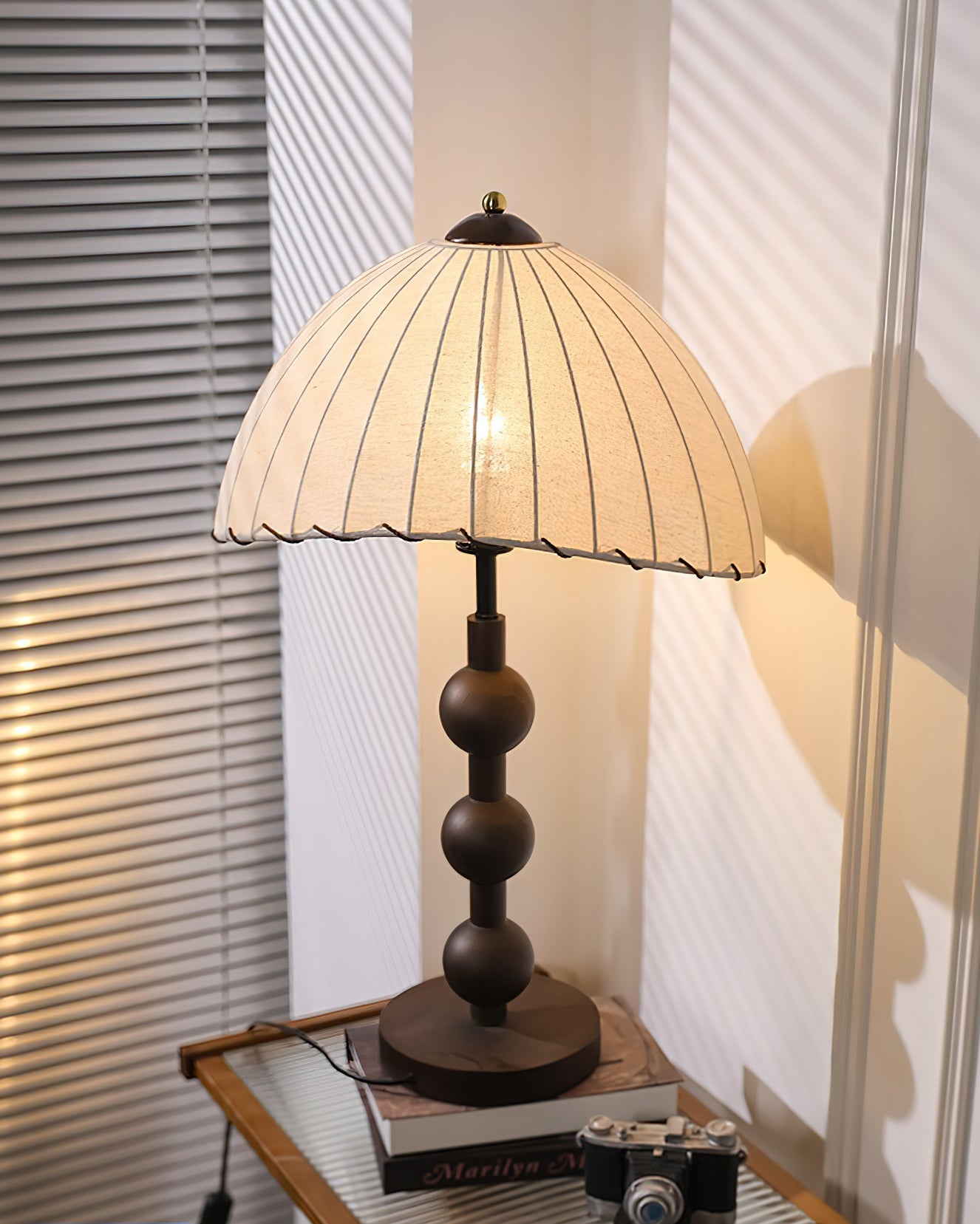 Maris Table Lamp | Wood & Fabric | Walnut & White
