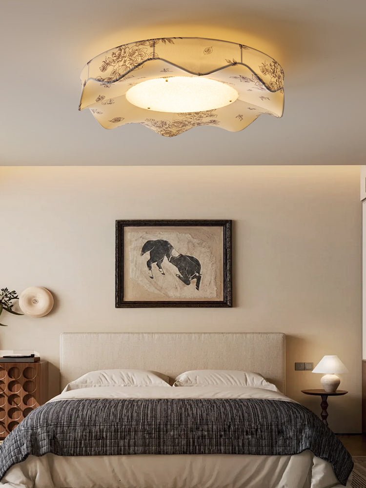 Marisca Ceiling Light | Fabric & Metal | Beige Shade