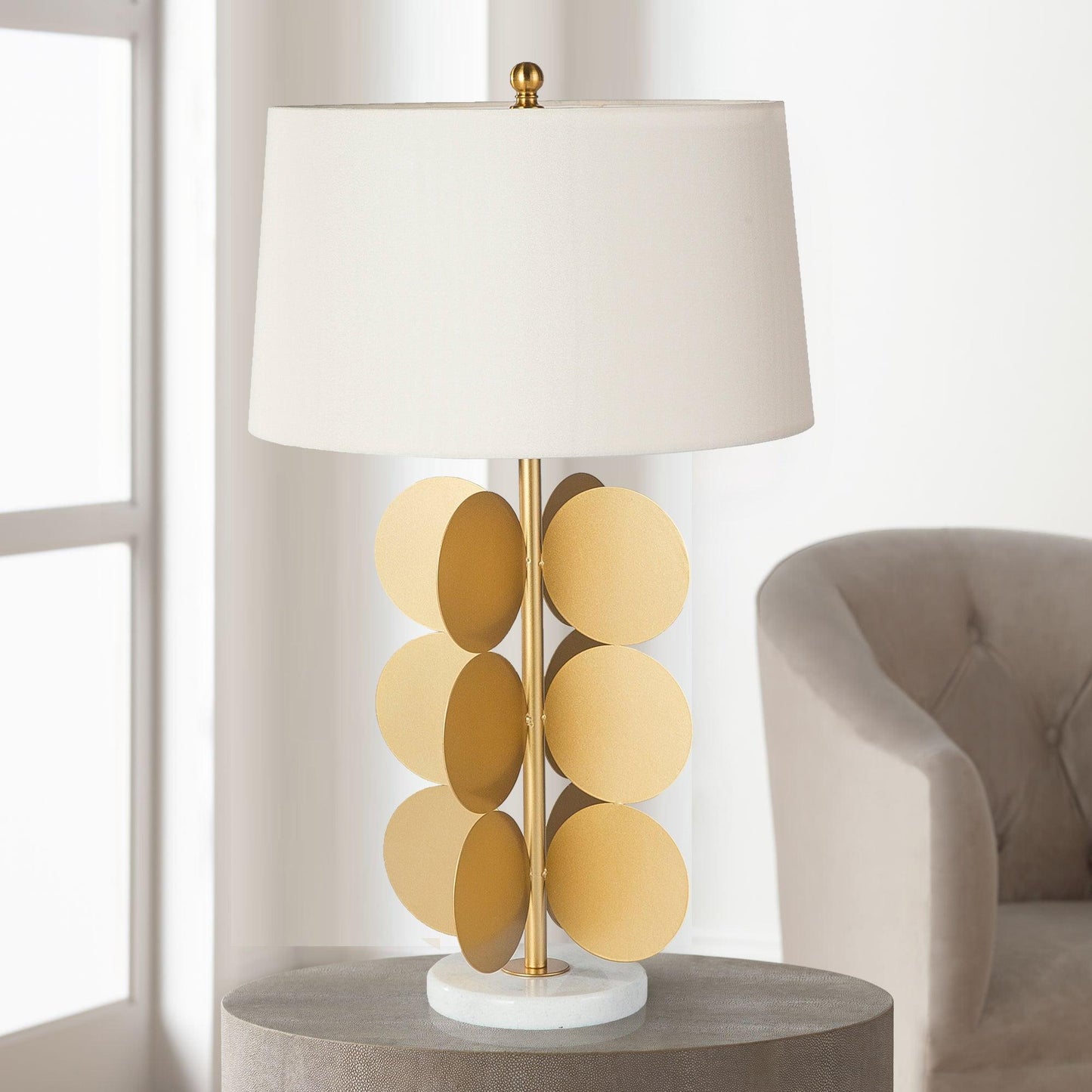 Mark Mcdowell Table Lamp | Metal & Marble | Gold & White