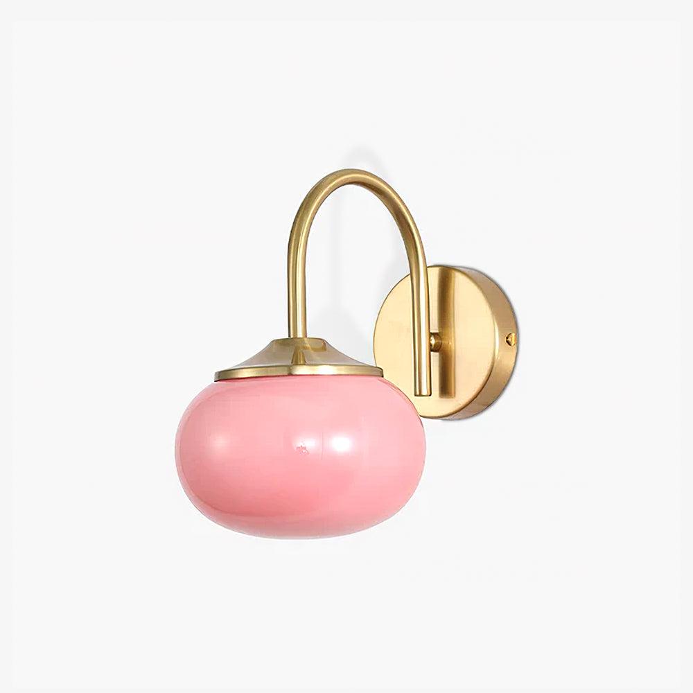 Marshmallow Wall Lamp | Copper & Pink Glass | 14cm Diameter