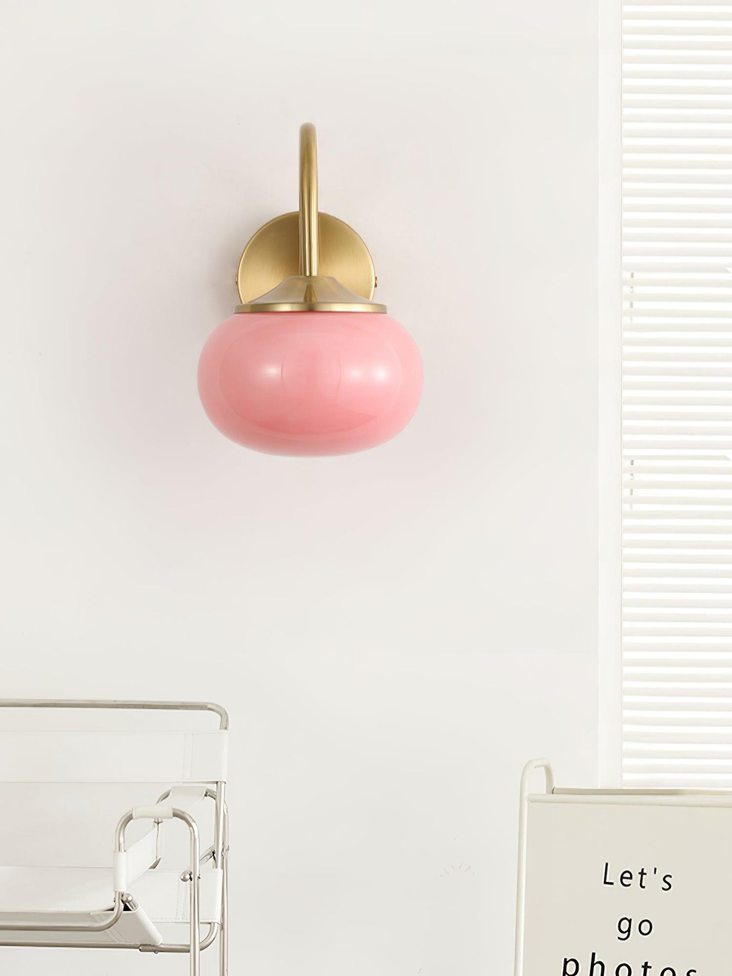 Marshmallow Wall Lamp | Copper & Pink Glass | 14cm Diameter