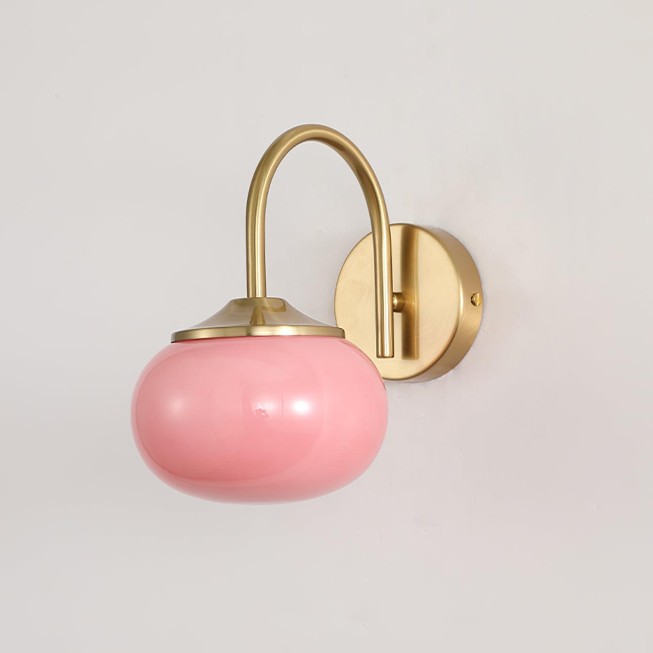 Marshmallow Wall Lamp | Copper & Pink Glass | 14cm Diameter