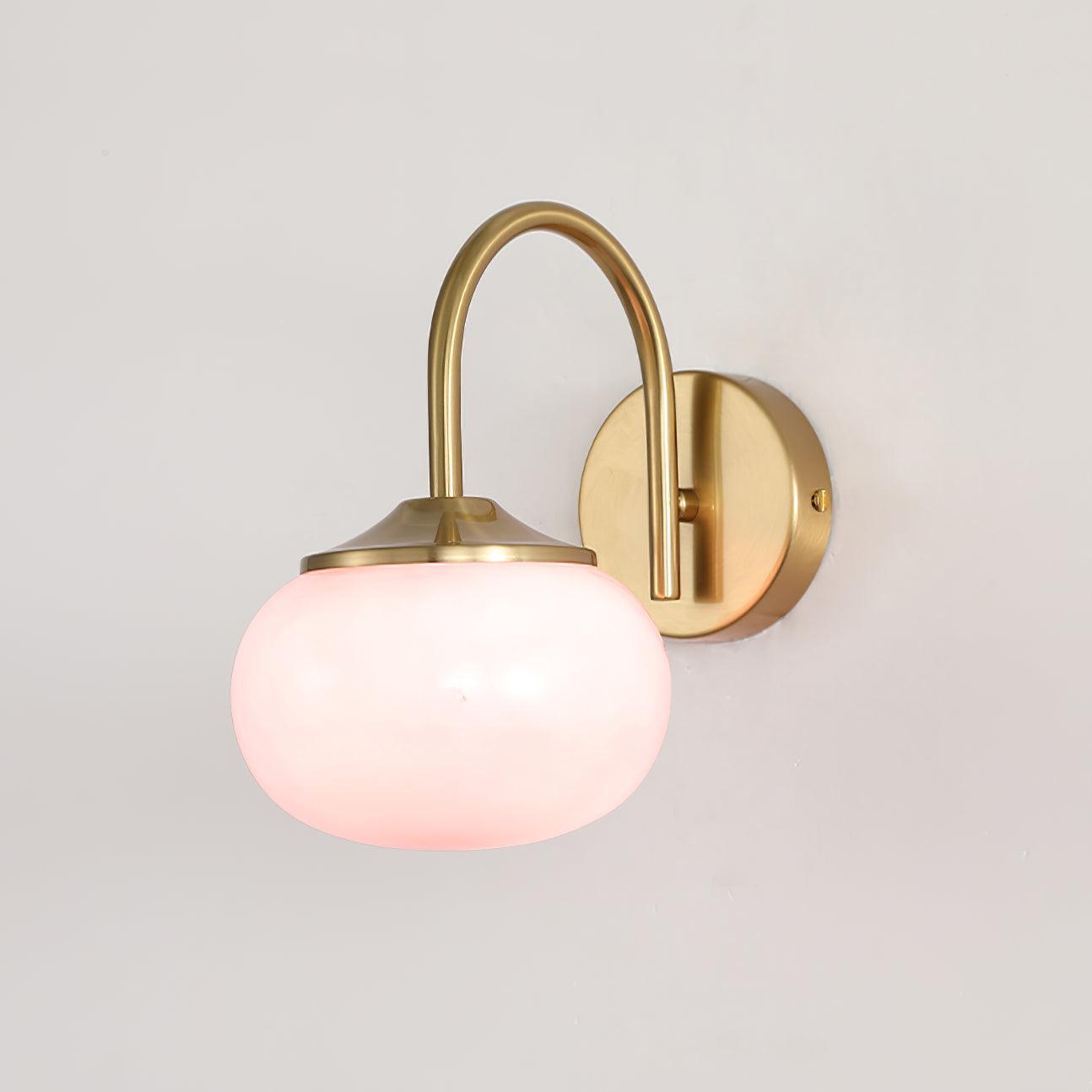 Marshmallow Wall Lamp | Copper & Pink Glass | 14cm Diameter