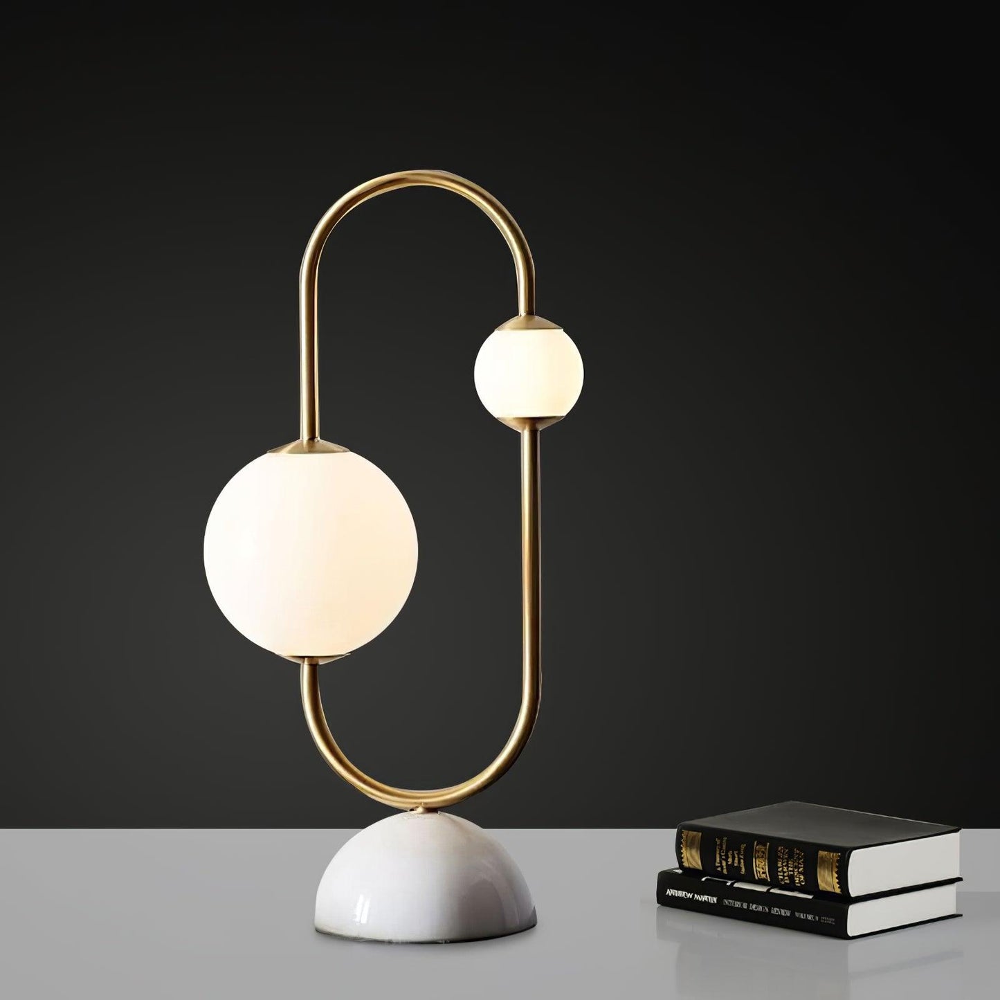 Martha Table Lamp | Gold Frame | White Glass