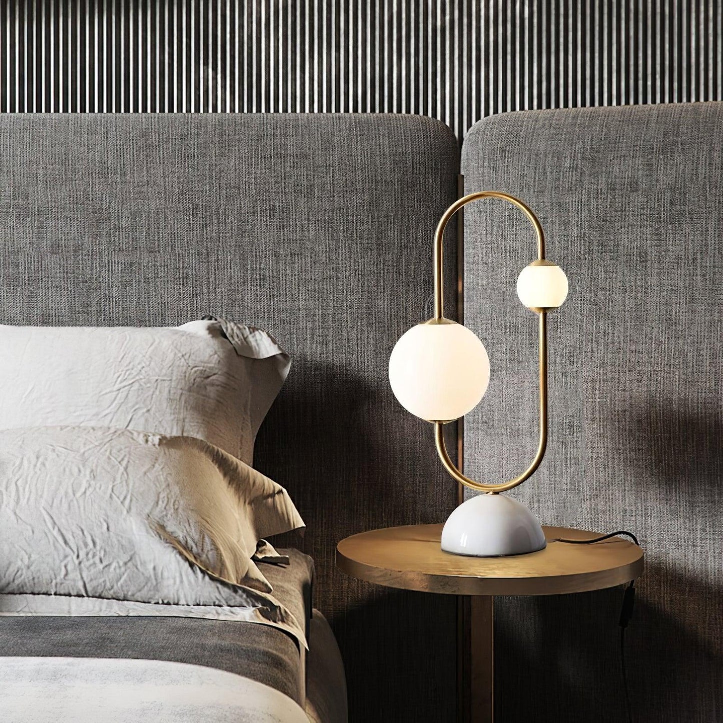Martha Table Lamp | Gold Frame | White Glass