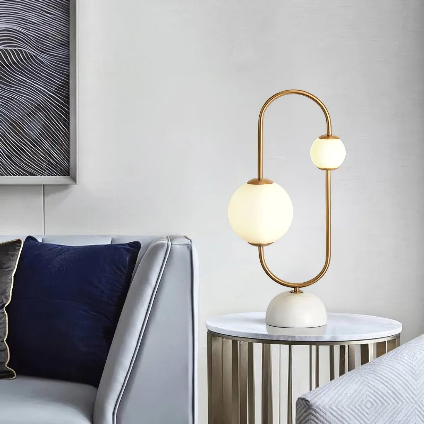 Martha Table Lamp | Gold Frame | White Glass