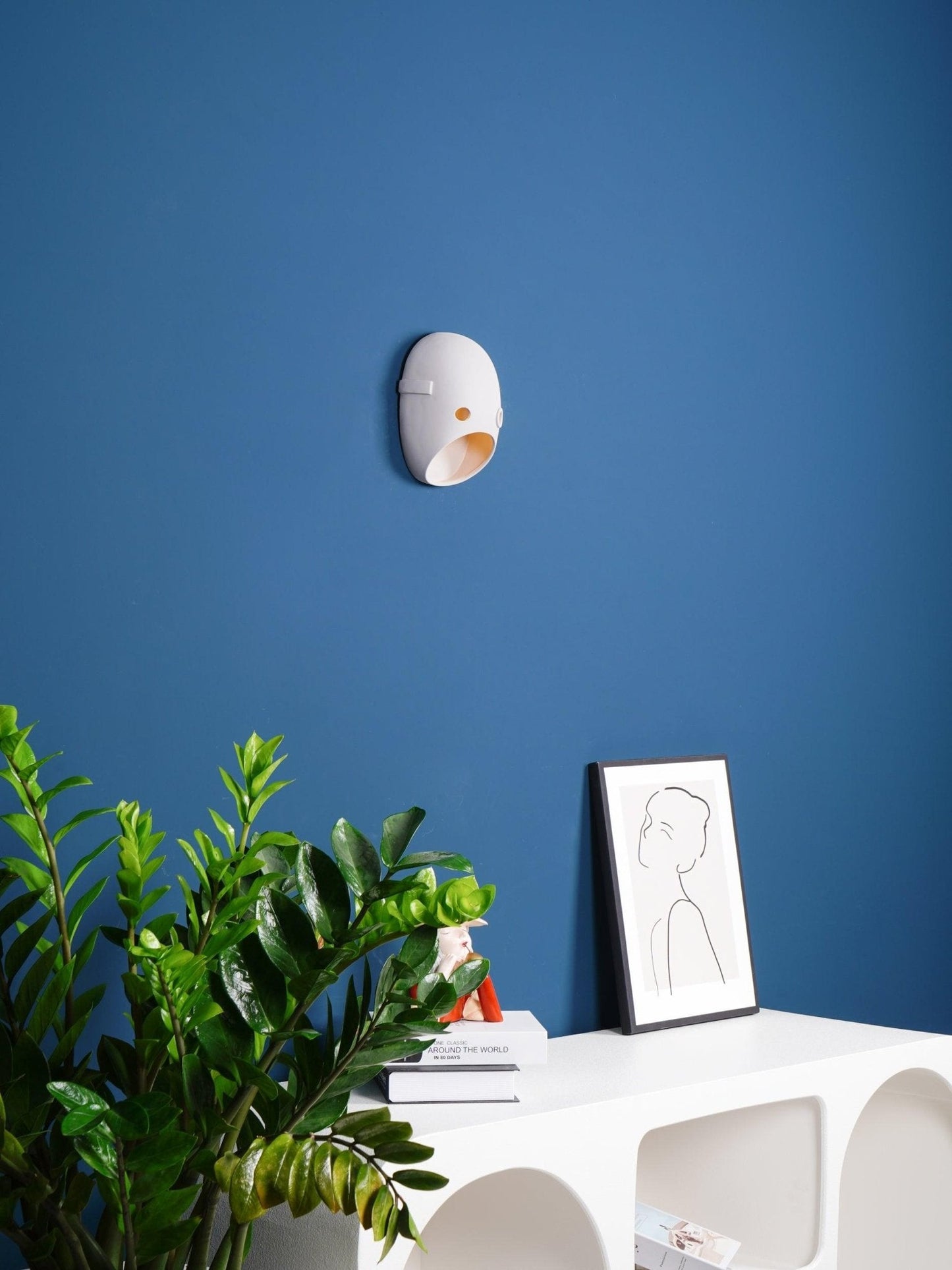 Mask Wall Light | Resin, Aluminum, Iron | Grey