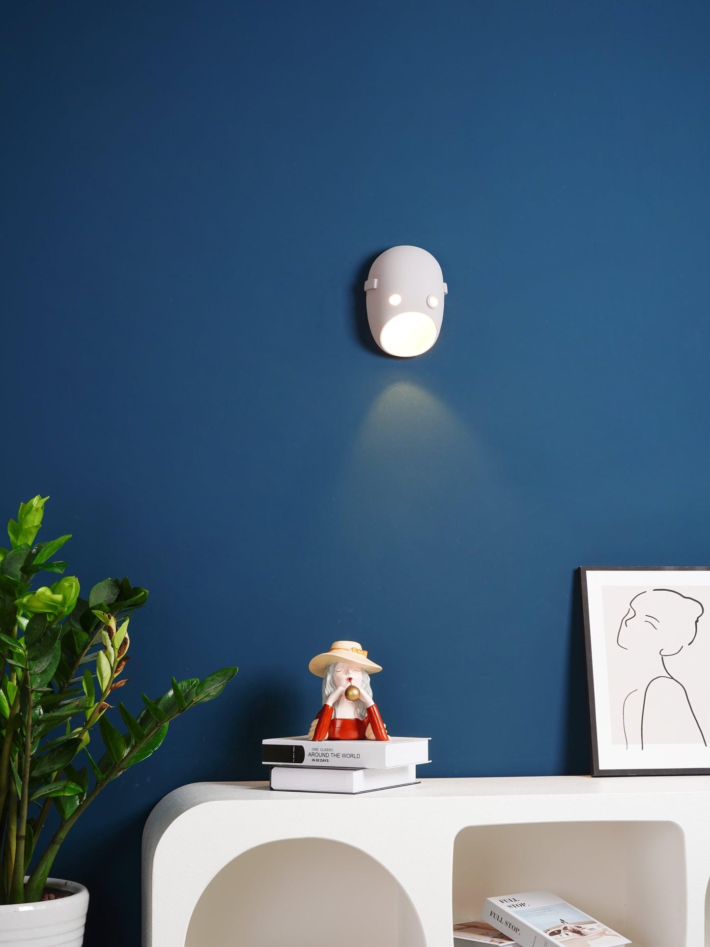 Mask Wall Light | Resin, Aluminum, Iron | Grey