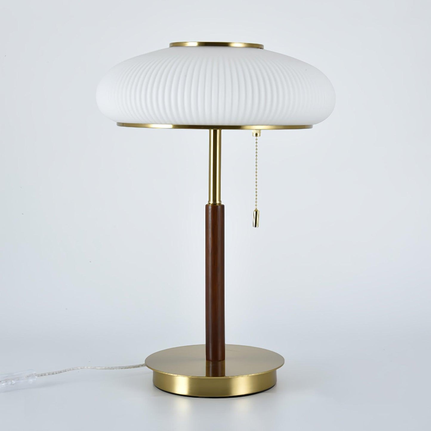 Matsutake Mushroom Table Lamp | Metal, Glass, Wood | Gold and White