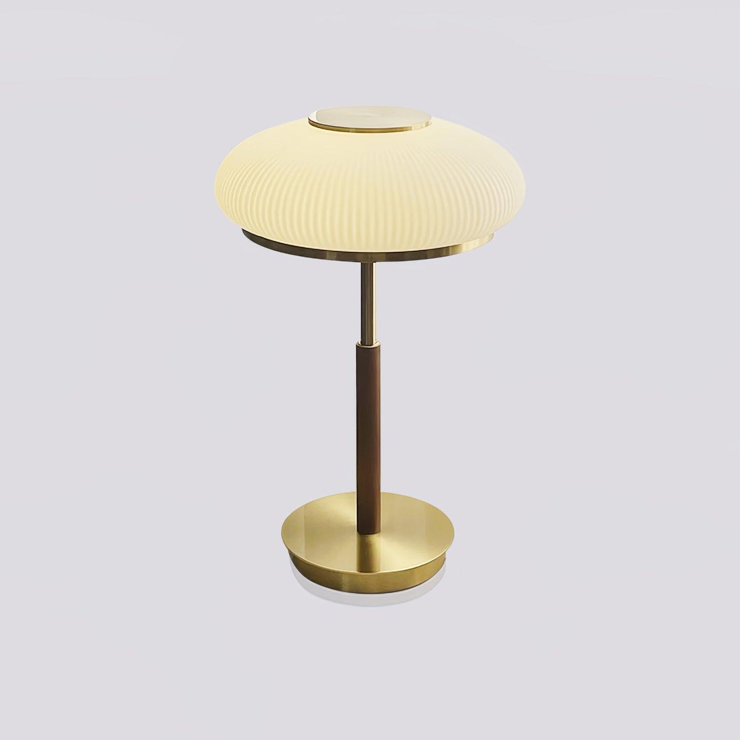 Matsutake Mushroom Table Lamp | Metal, Glass, Wood | Gold and White