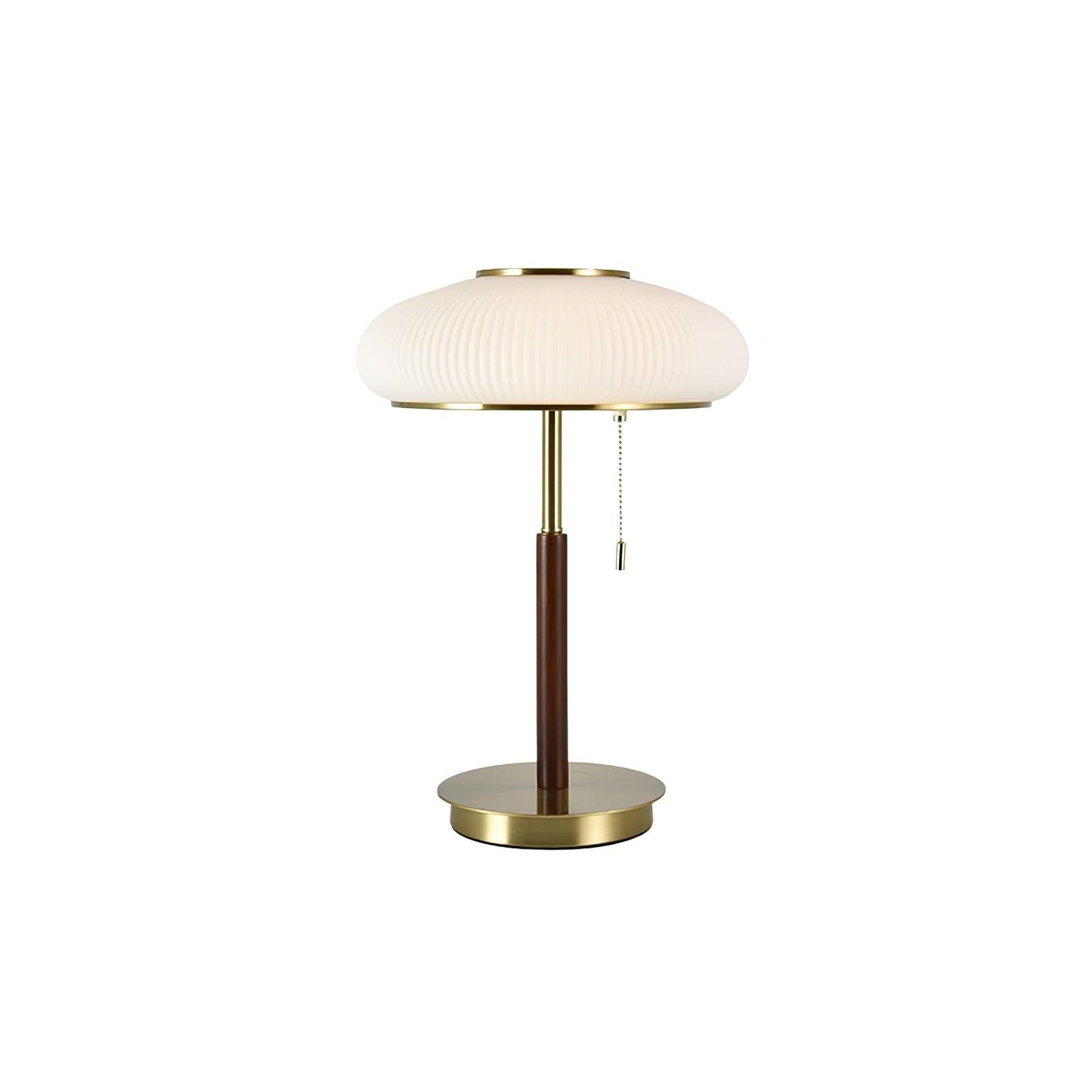 Matsutake Mushroom Table Lamp | Metal, Glass, Wood | Gold and White