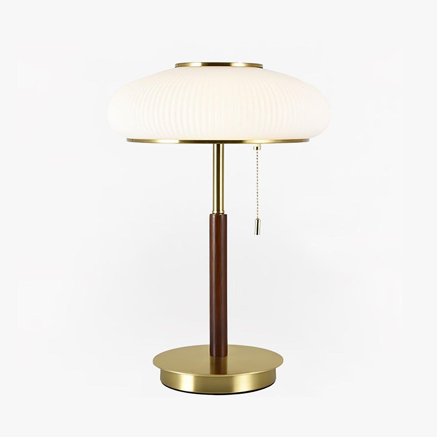 Matsutake Mushroom Table Lamp | Metal, Glass, Wood | Gold and White