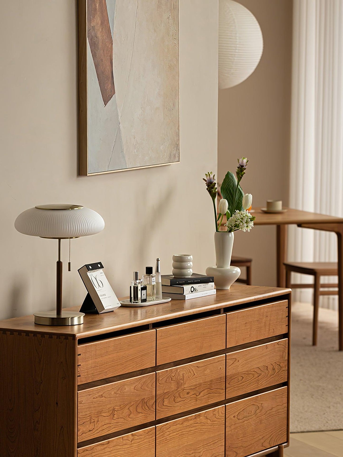 Matsutake Mushroom Table Lamp | Metal, Glass, Wood | Gold and White