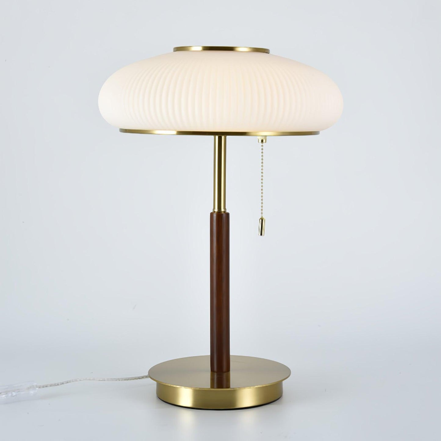 Matsutake Mushroom Table Lamp | Metal, Glass, Wood | Gold and White