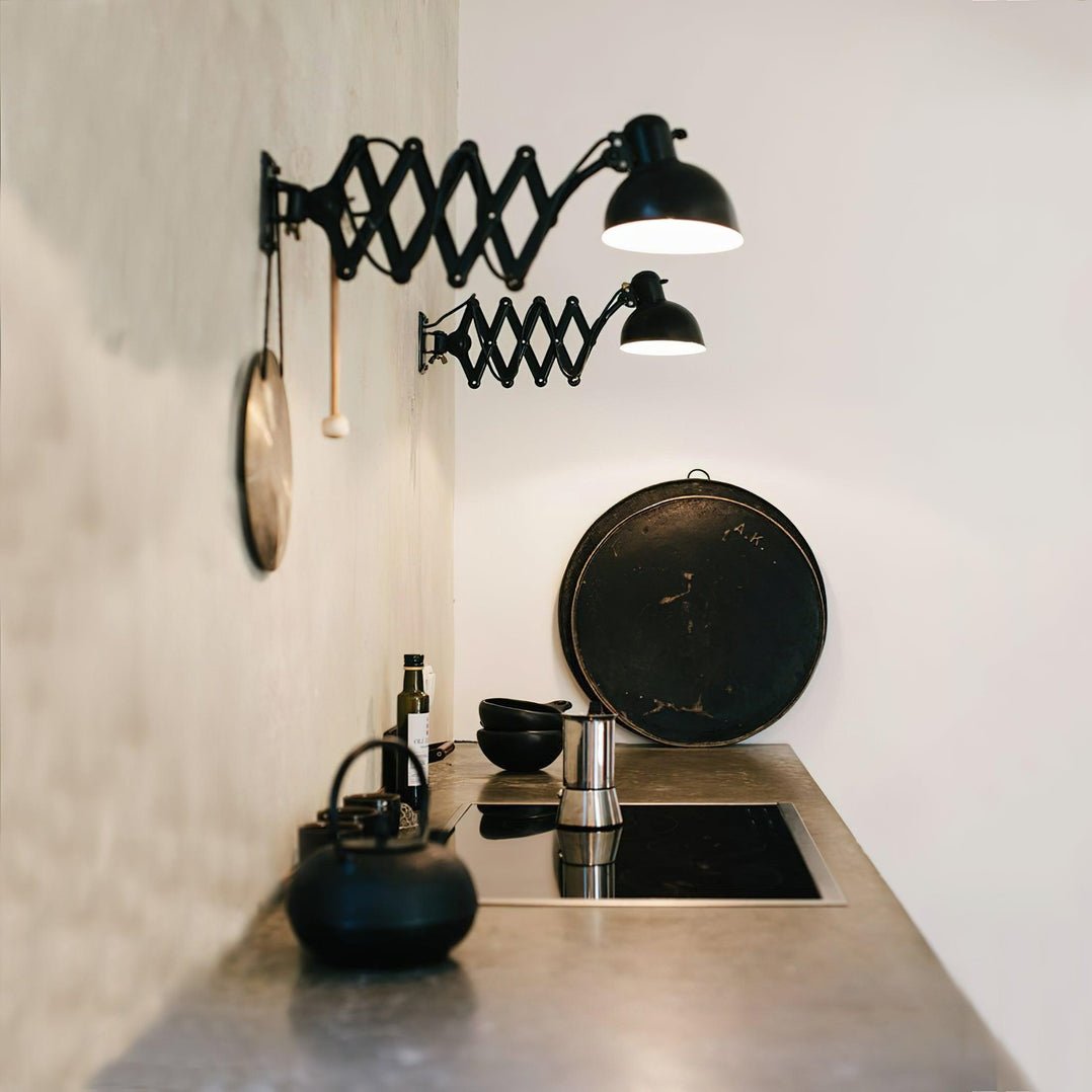 Maxon Wall Lamp | Adjustable Scissor Arm | Black or White