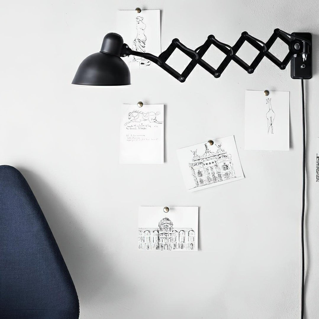 Maxon Wall Lamp | Adjustable Scissor Arm | Black or White