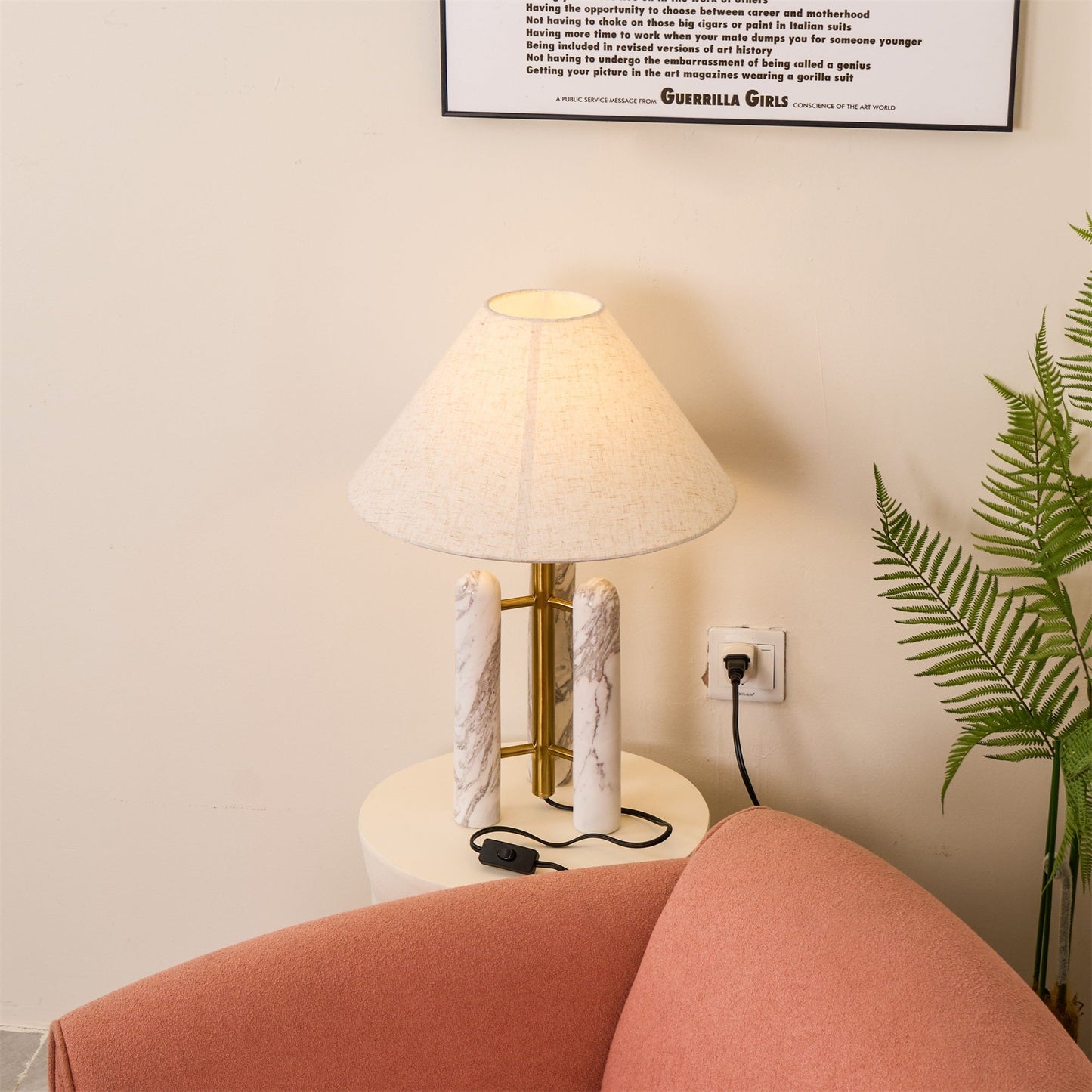 Lloyd Table Lamp | Marble & Metal | White