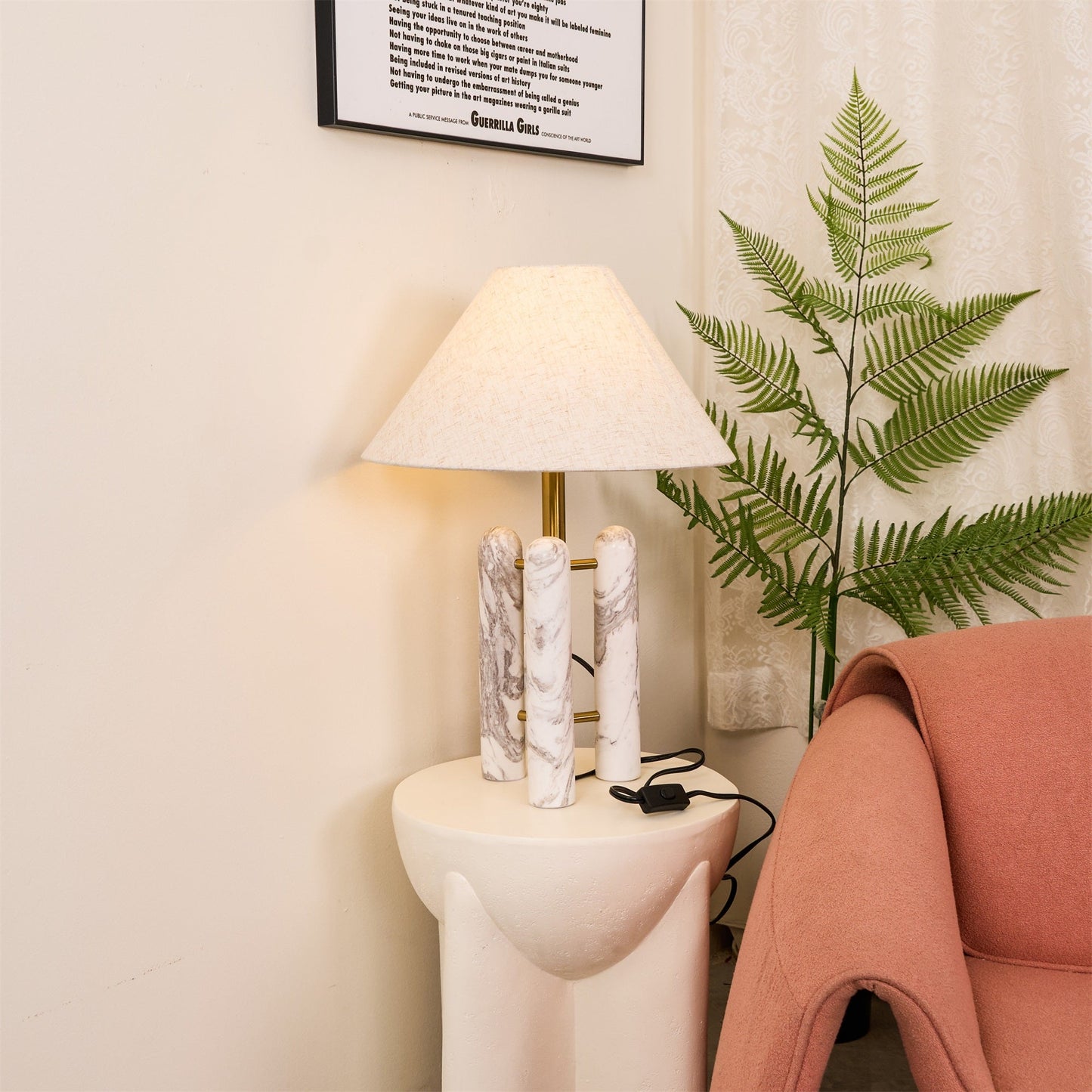 Lloyd Table Lamp | Marble & Metal | White