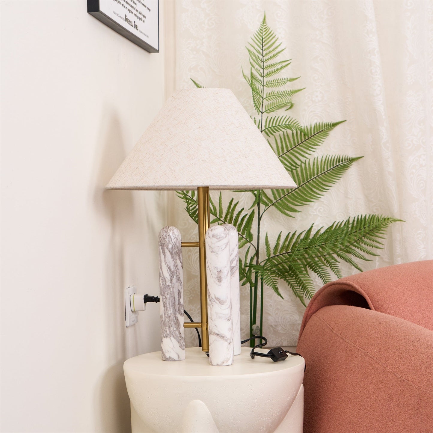 Lloyd Table Lamp | Marble & Metal | White
