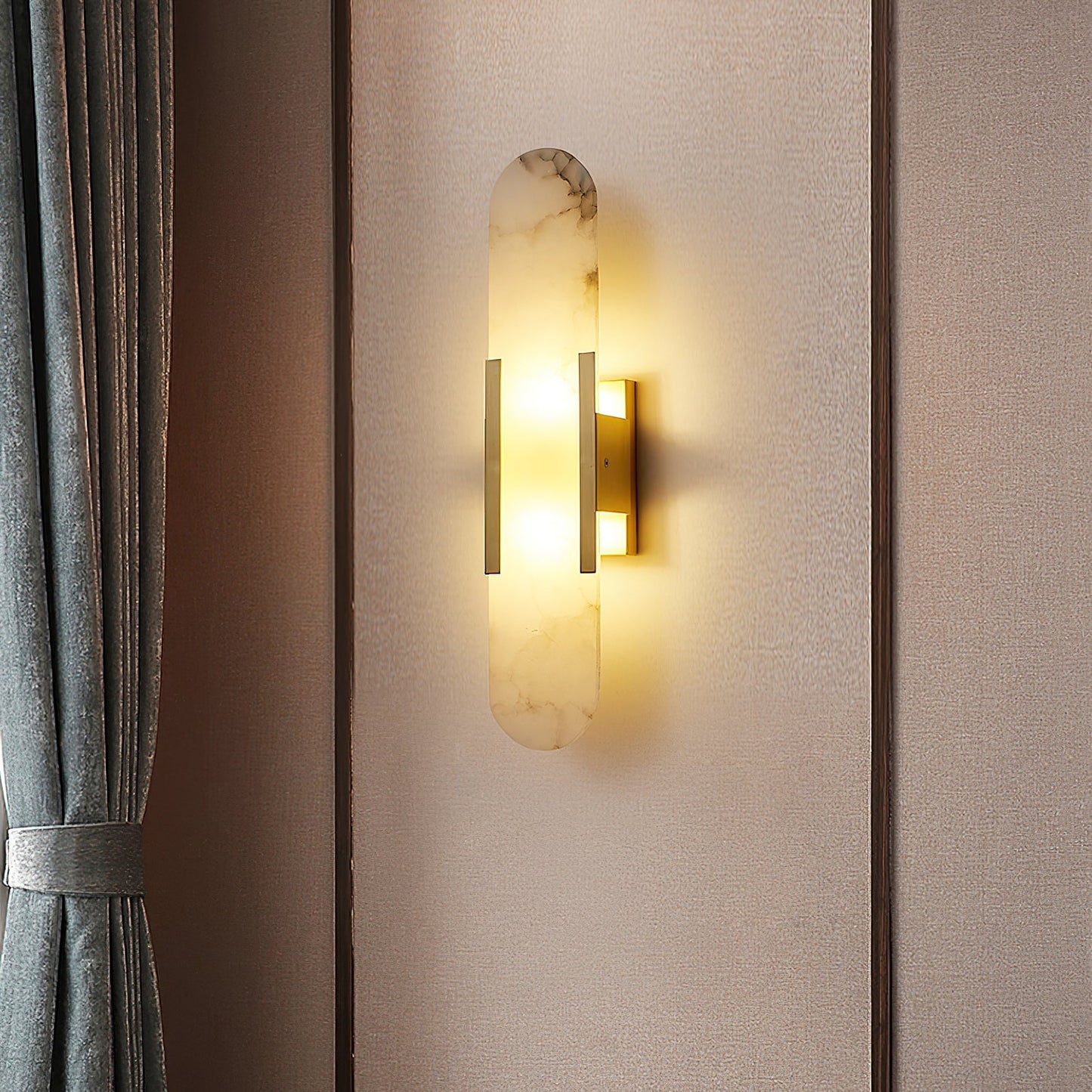 Alabaster Wall Lamp Set | Hand-Crafted Brass Accents | 2 Lights