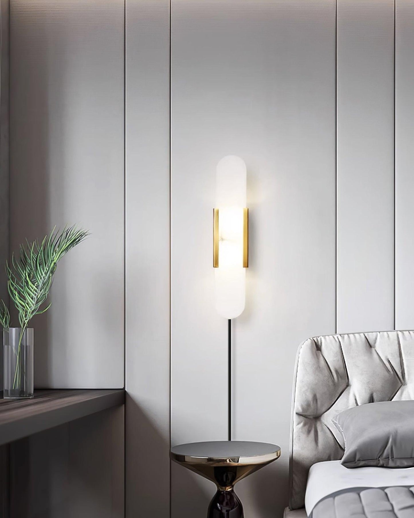 Melange Elongated Sconce | Alabaster & Brass | Wall Lamp