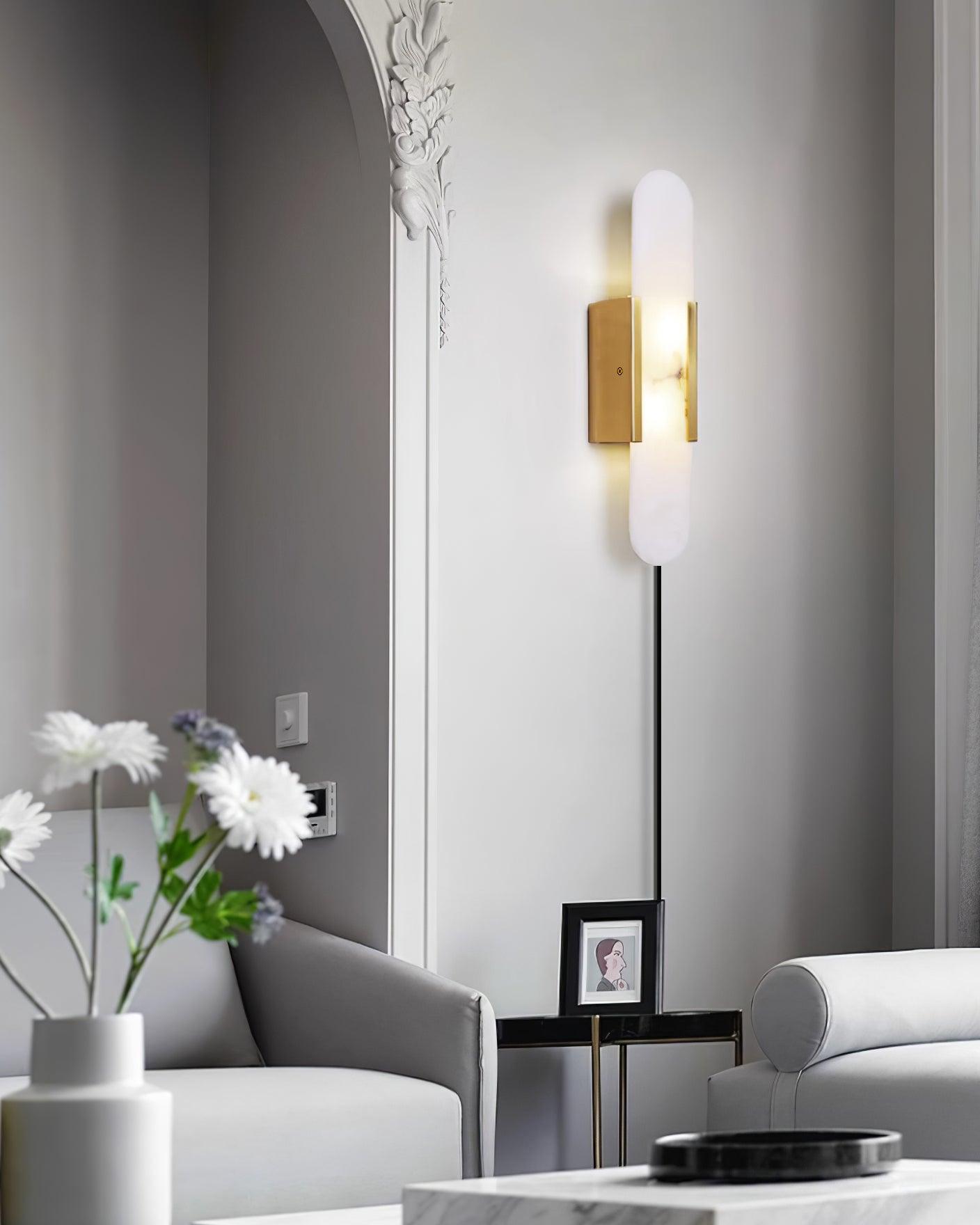 Melange Elongated Sconce | Alabaster & Brass | Wall Lamp