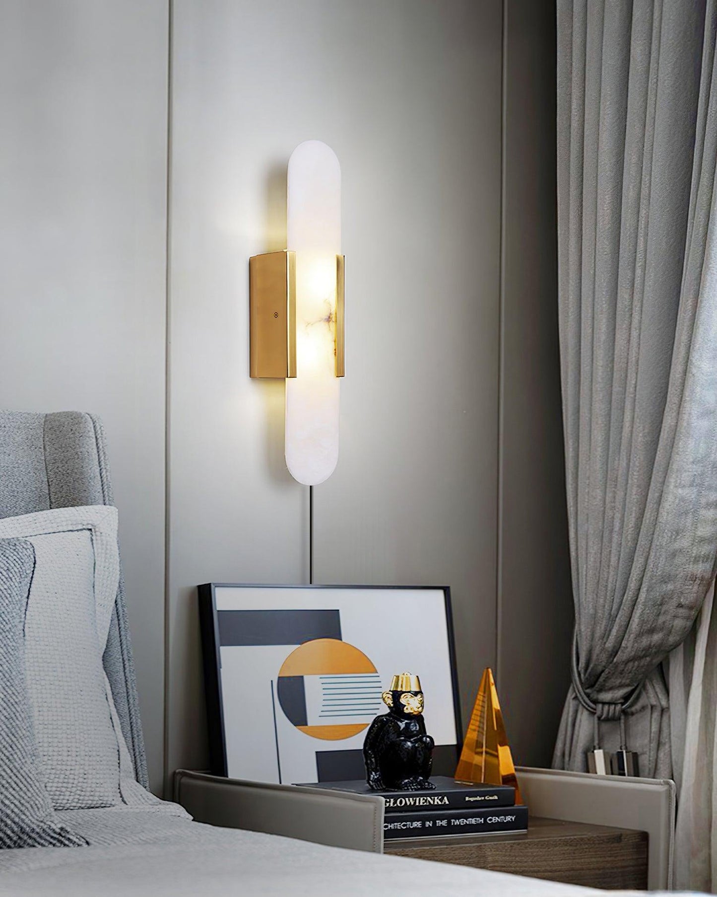 Melange Elongated Sconce | Alabaster & Brass | Wall Lamp