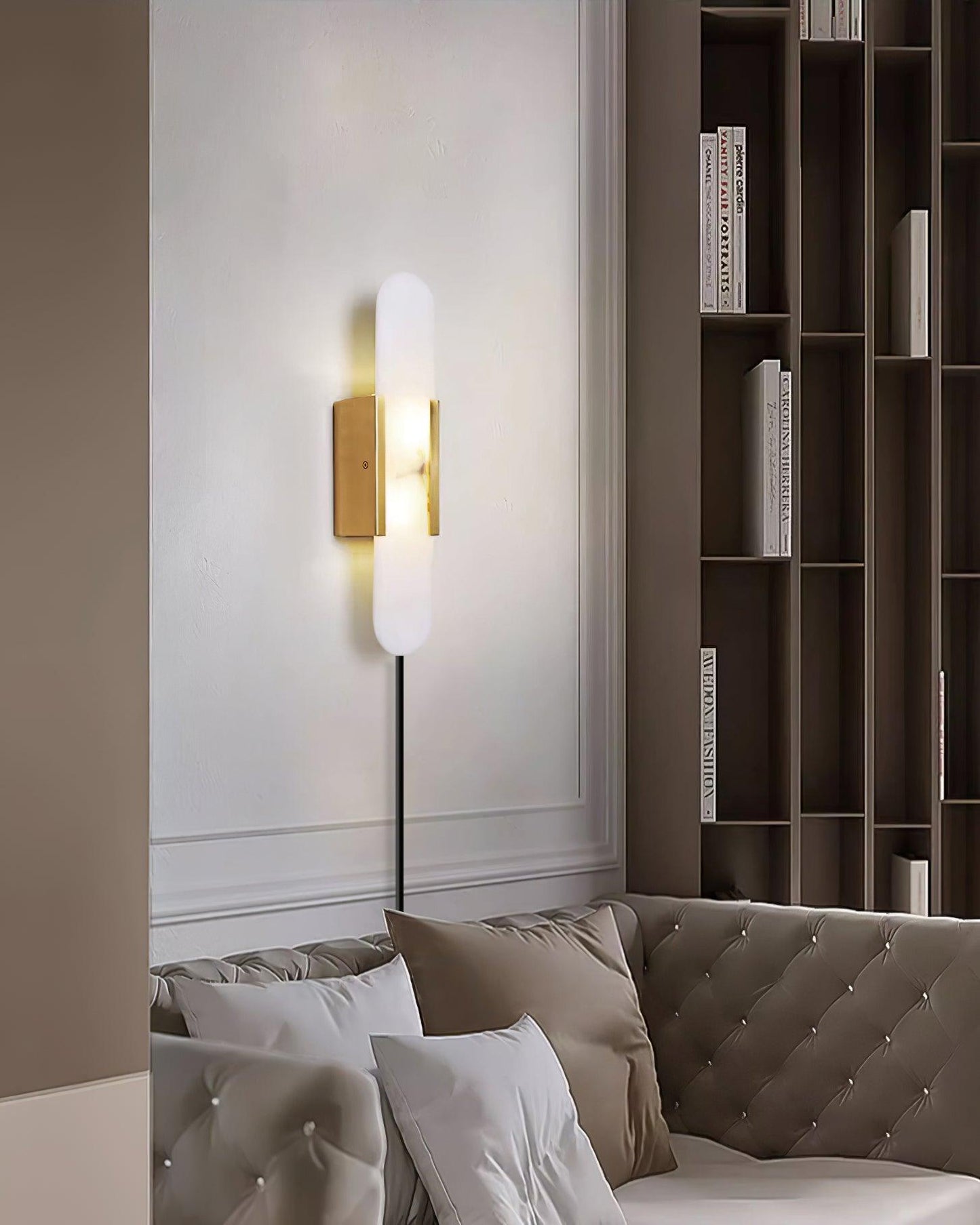 Melange Elongated Sconce | Alabaster & Brass | Wall Lamp