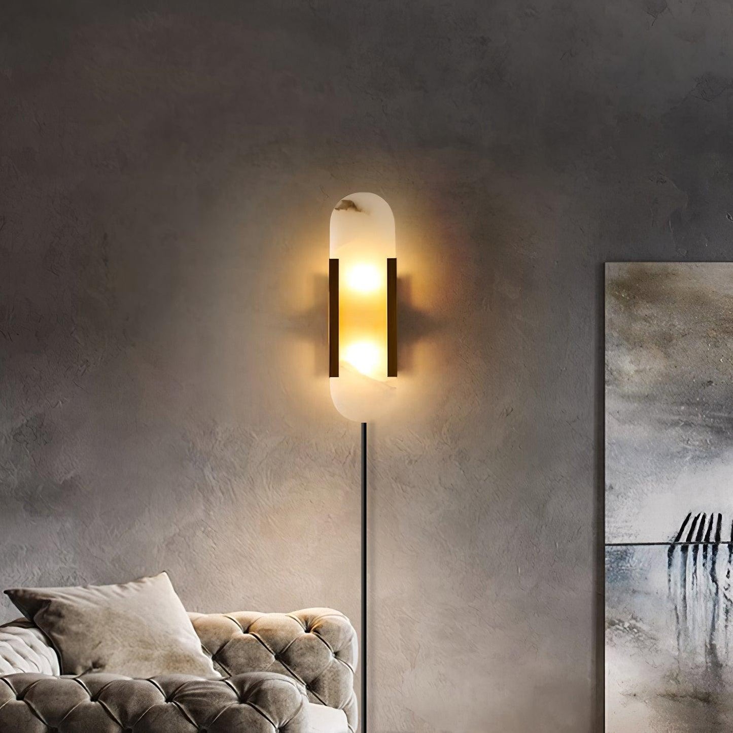 Melange Elongated Sconce | Alabaster & Brass | Wall Lamp
