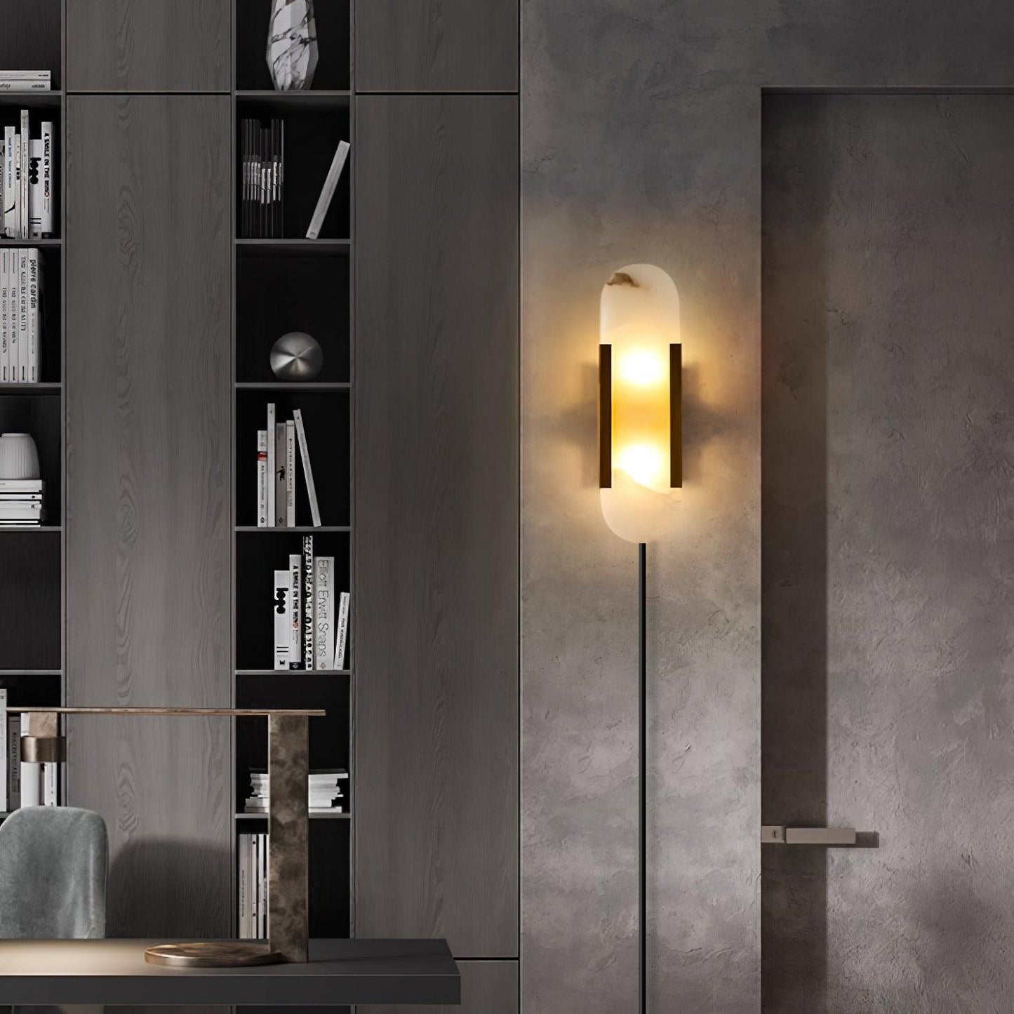 Melange Elongated Sconce | Alabaster & Brass | Wall Lamp