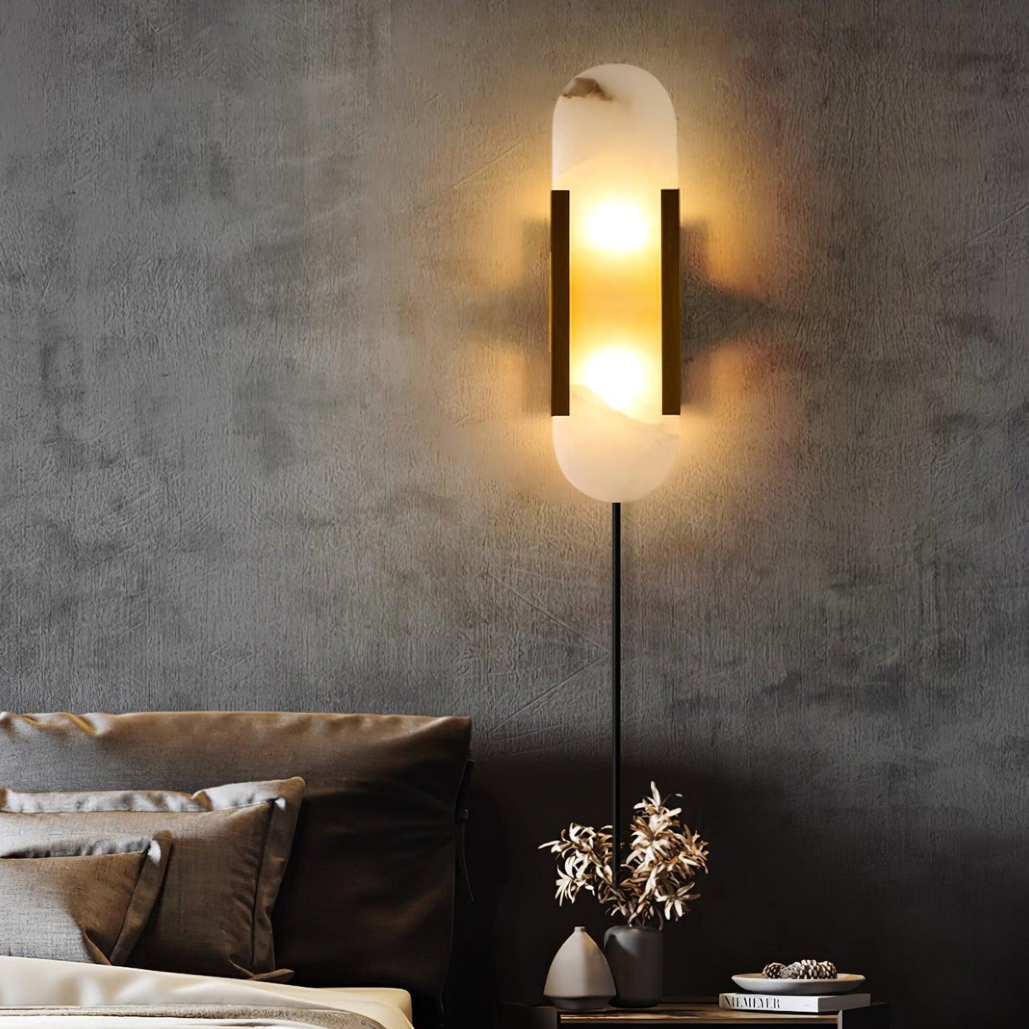 Melange Elongated Sconce | Alabaster & Brass | Wall Lamp