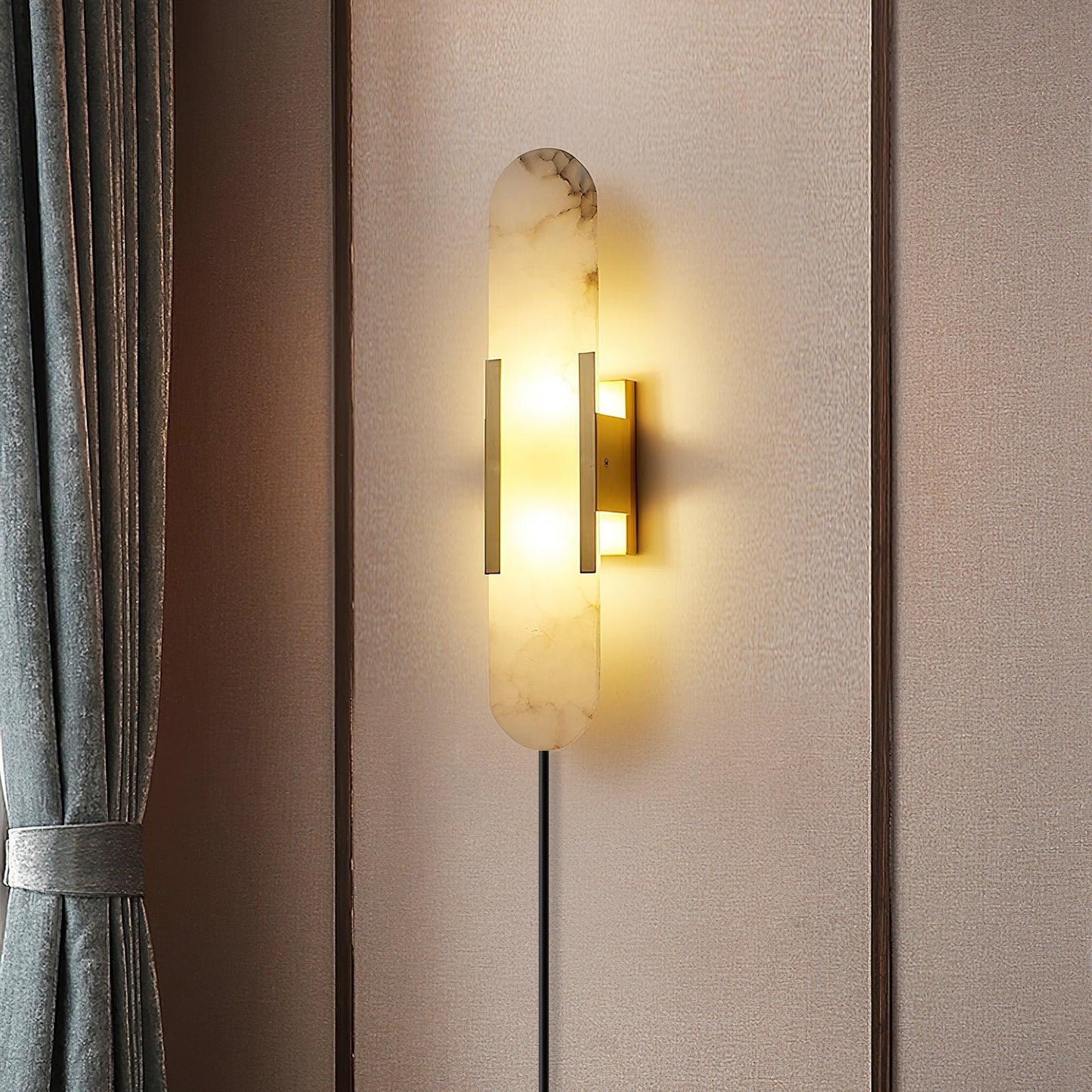 Melange Elongated Sconce | Alabaster & Brass | Wall Lamp