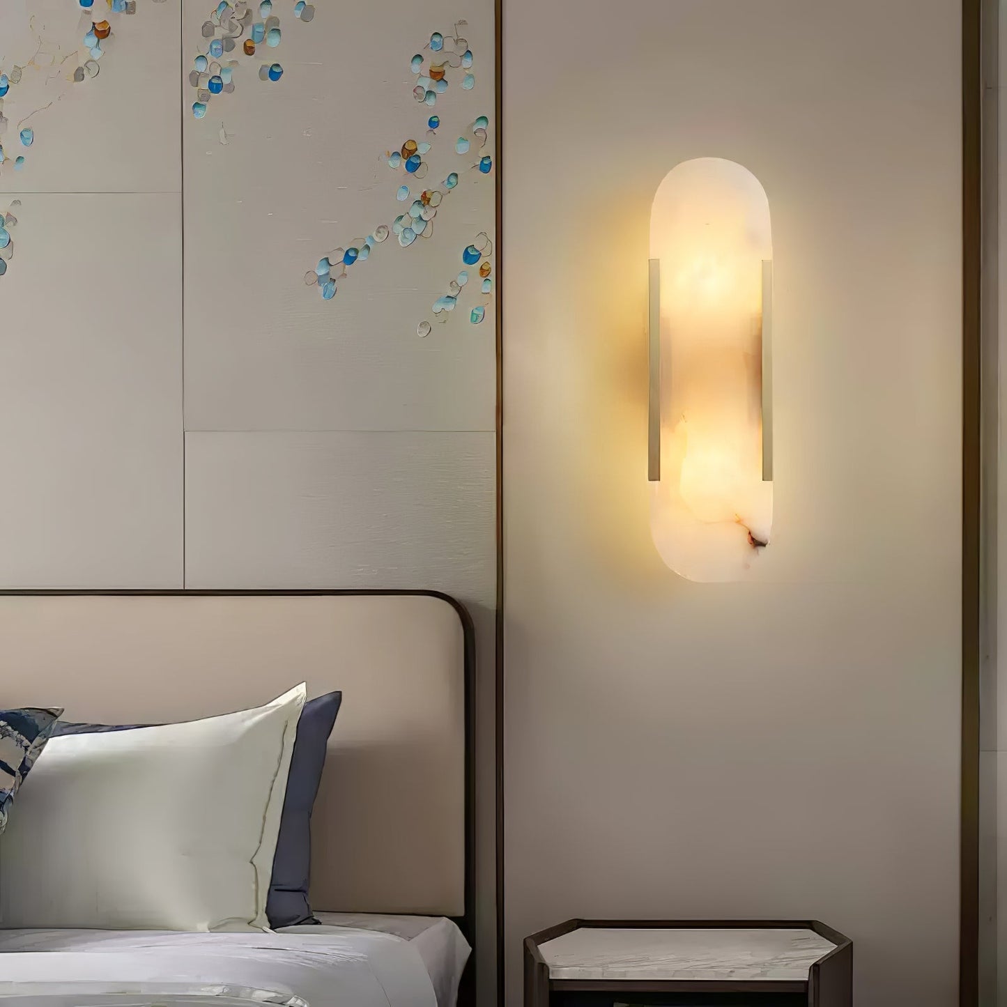Alabaster Wall Lamp Set | Hand-Crafted Brass Accents | 2 Lights
