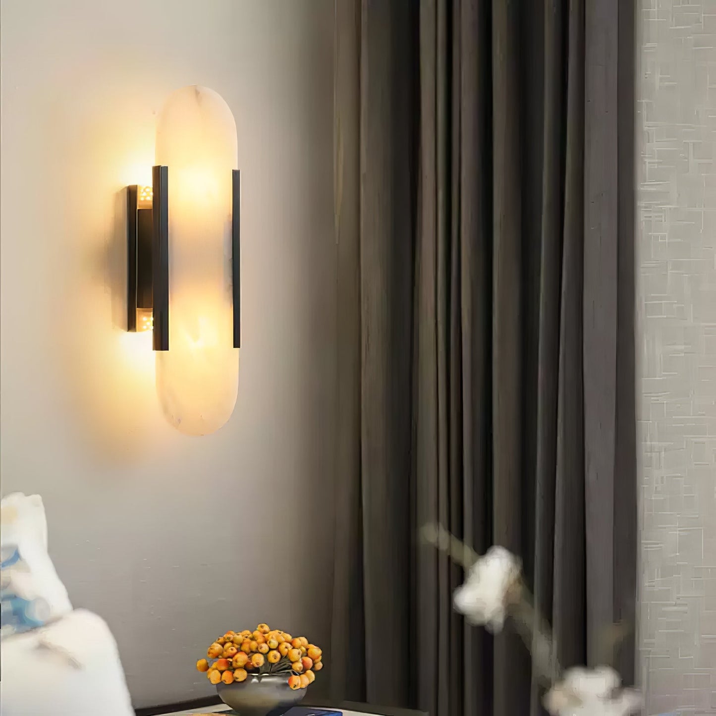 Alabaster Wall Lamp Set | Hand-Crafted Brass Accents | 2 Lights