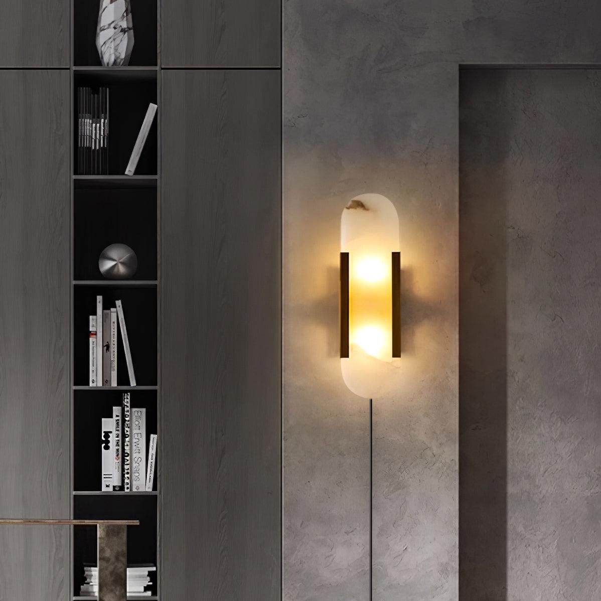 Melange Elongated Sconce | Alabaster & Brass | Wall Lamp