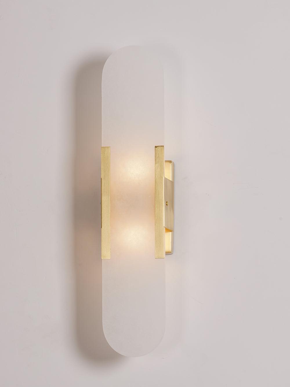 Alabaster Wall Lamp Set | Hand-Crafted Brass Accents | 2 Lights
