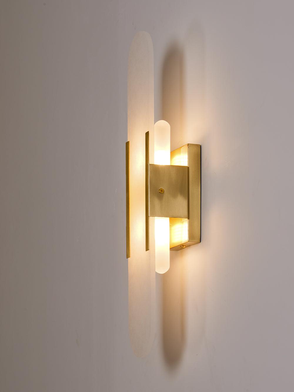 Alabaster Wall Lamp Set | Hand-Crafted Brass Accents | 2 Lights
