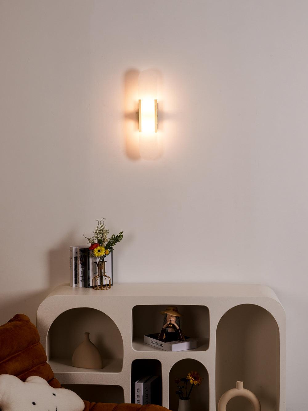 Alabaster Wall Lamp Set | Hand-Crafted Brass Accents | 2 Lights