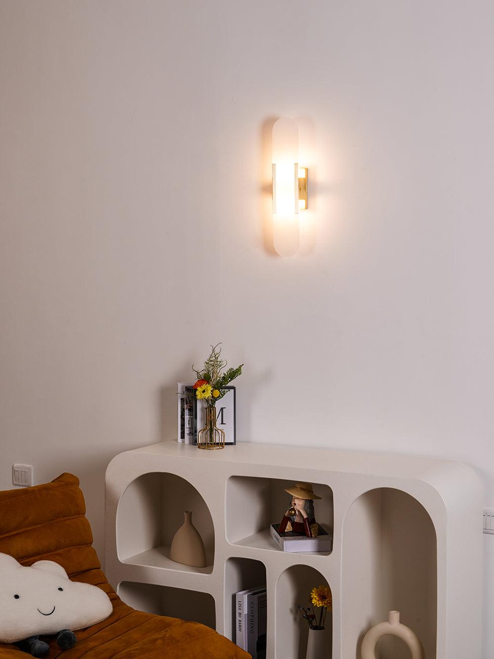 Alabaster Wall Lamp Set | Hand-Crafted Brass Accents | 2 Lights