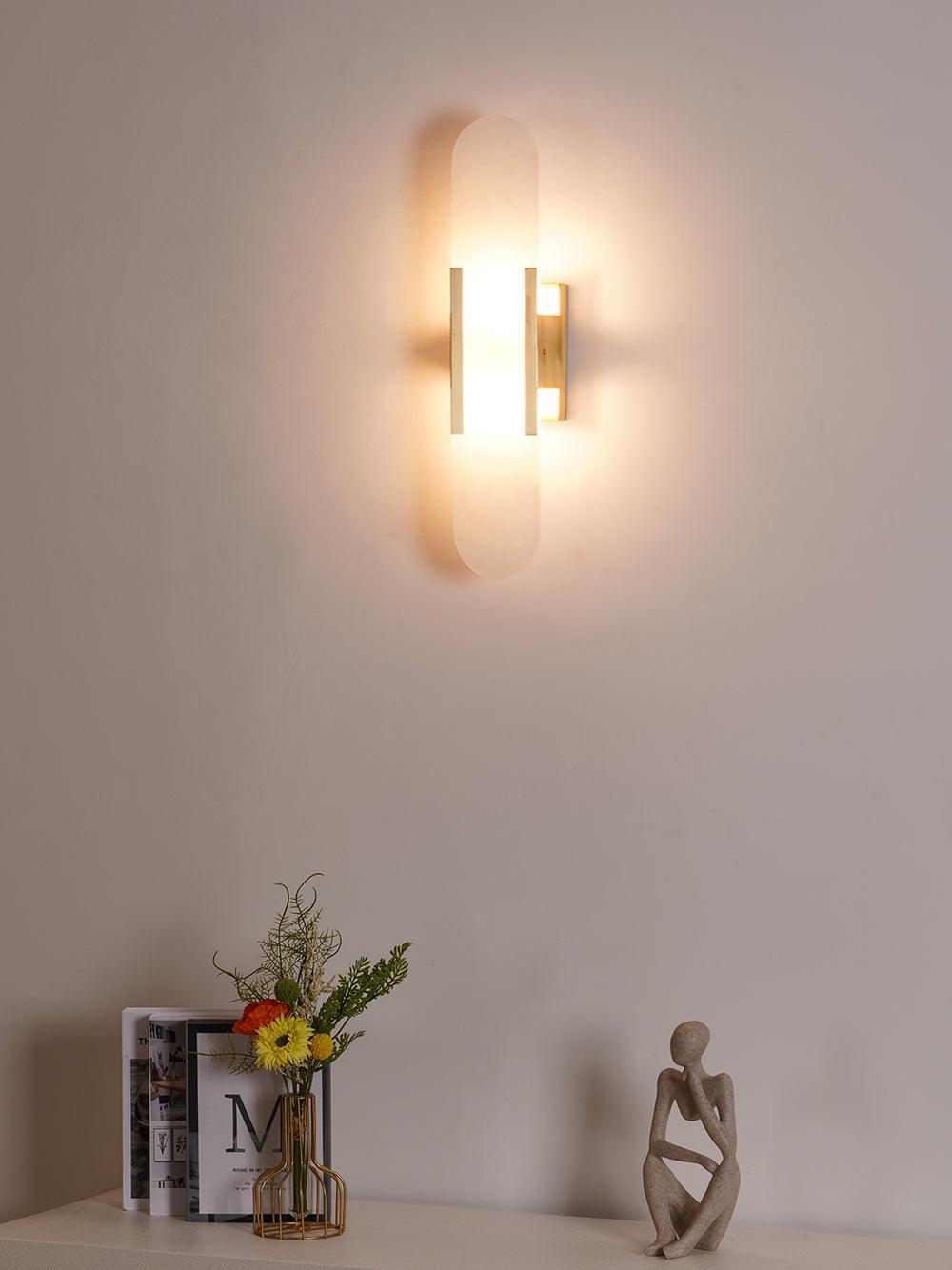Alabaster Wall Lamp Set | Hand-Crafted Brass Accents | 2 Lights