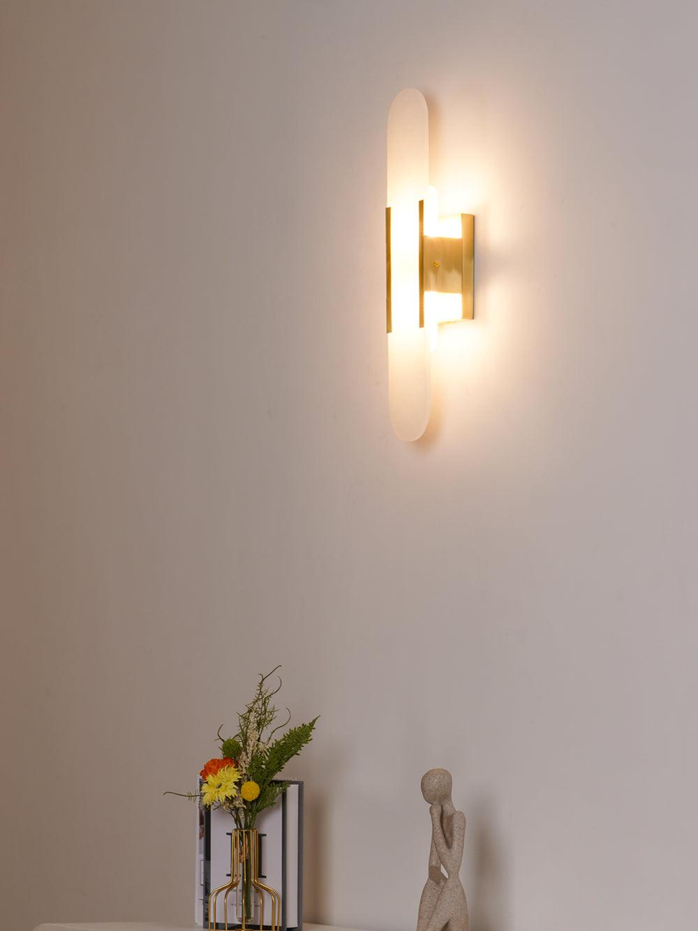 Alabaster Wall Lamp Set | Hand-Crafted Brass Accents | 2 Lights